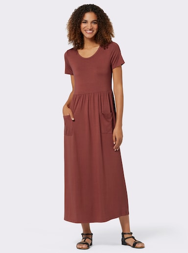 Jerseykleid mit Taschen - rotbraun