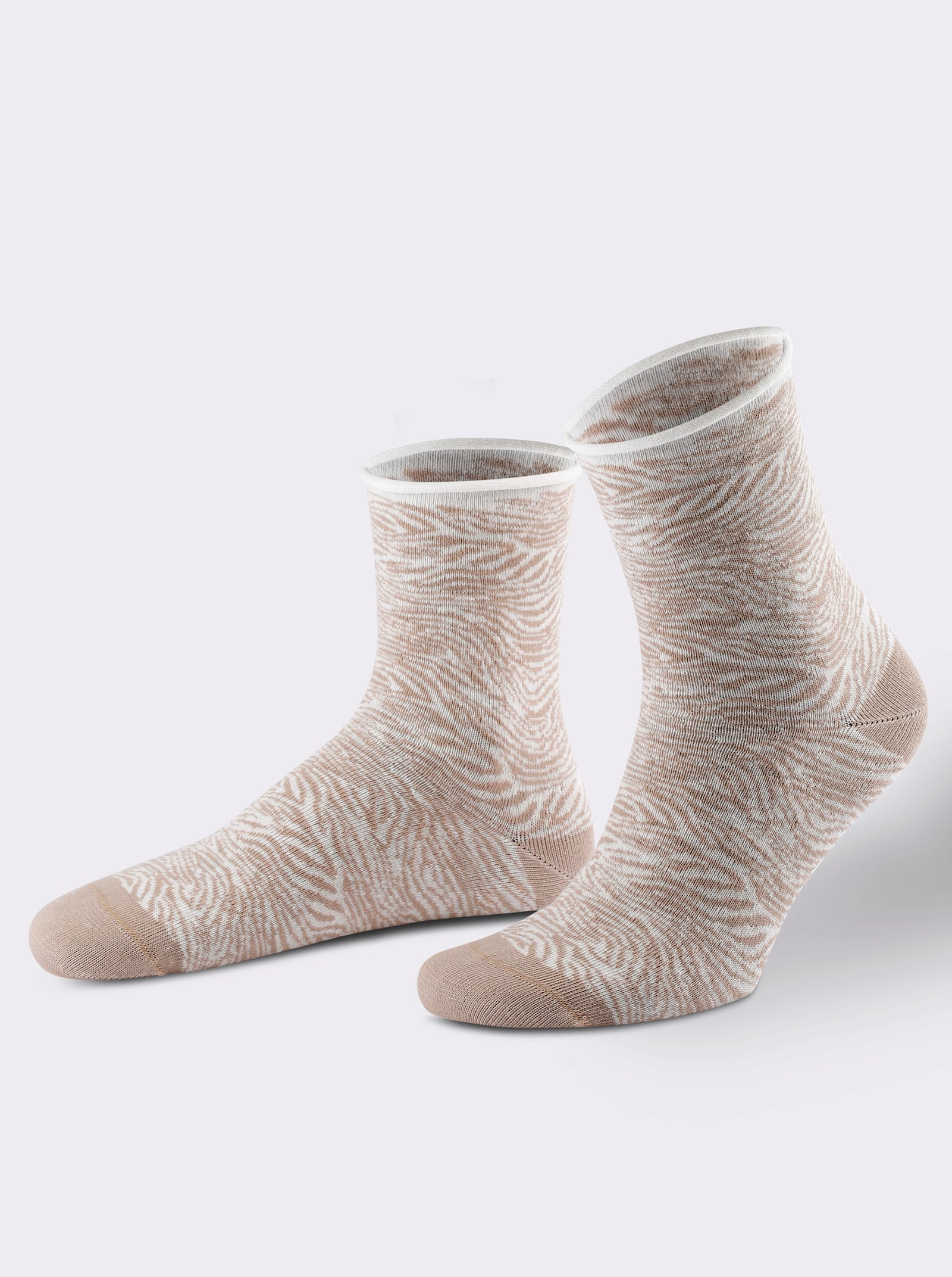 wäschepur Damessokken - camel gedessineerd