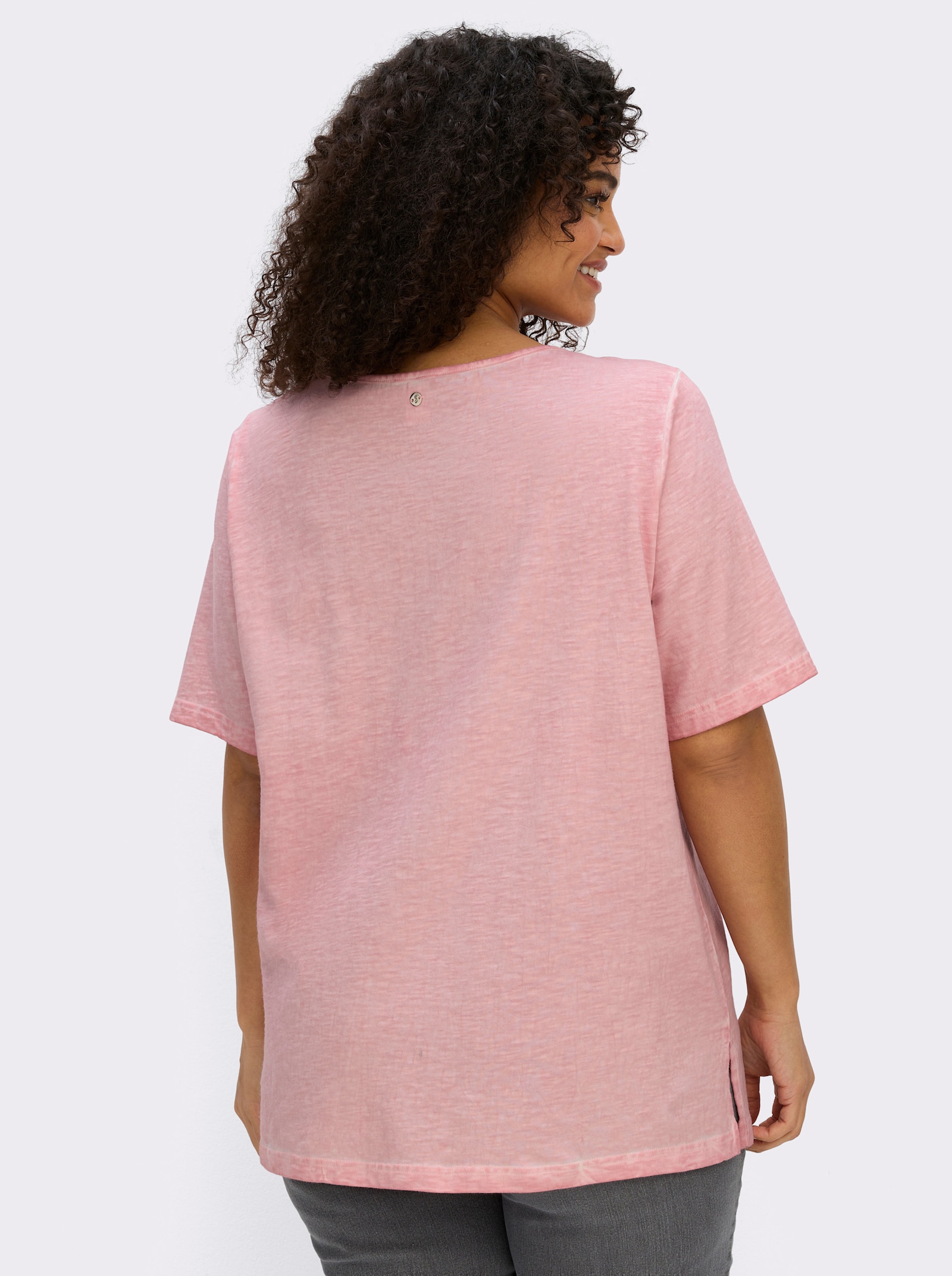 sheego Shirt mit Blumenstickerei - rosenquarz