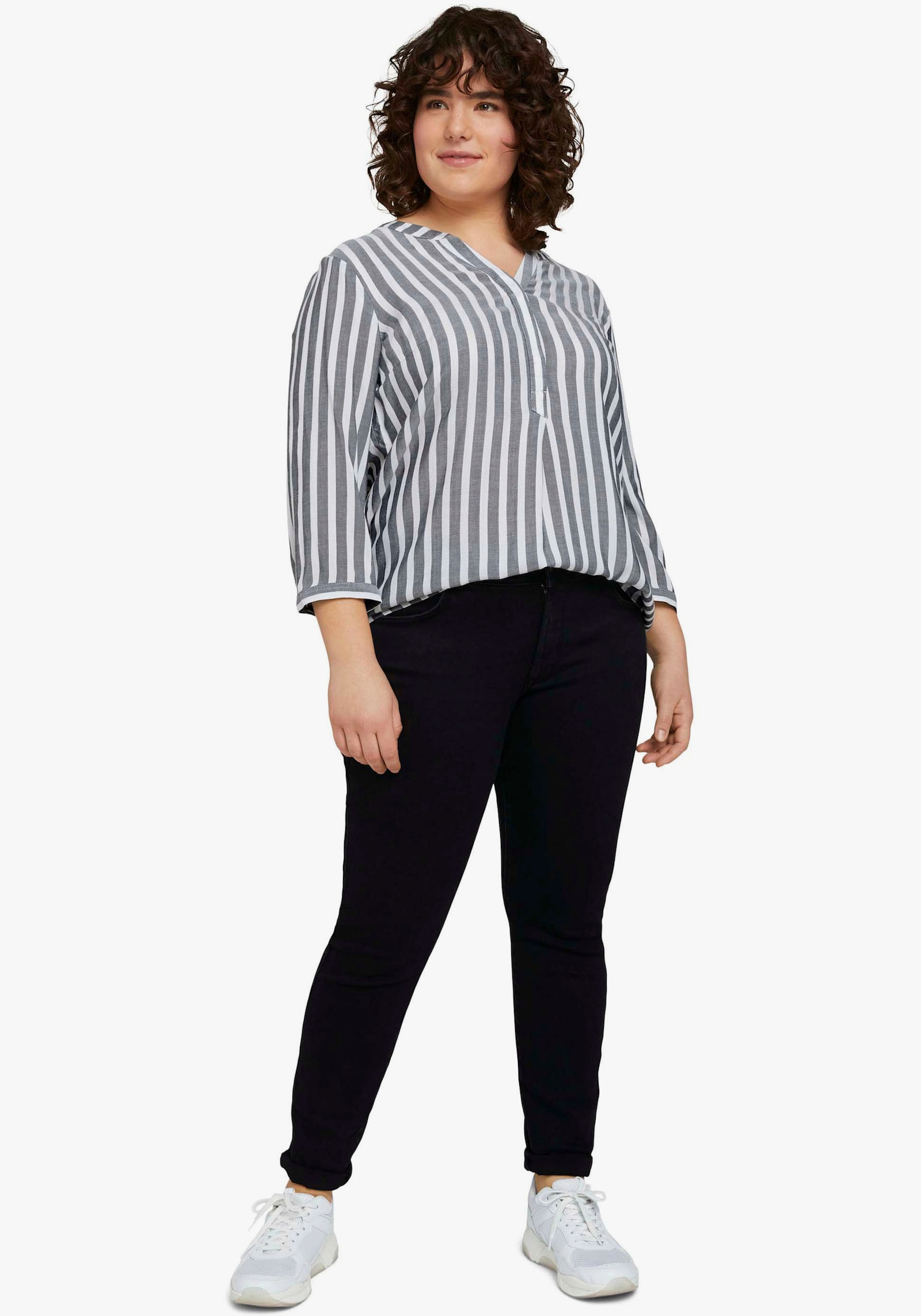 Schlupfbluse - offwhite-navy