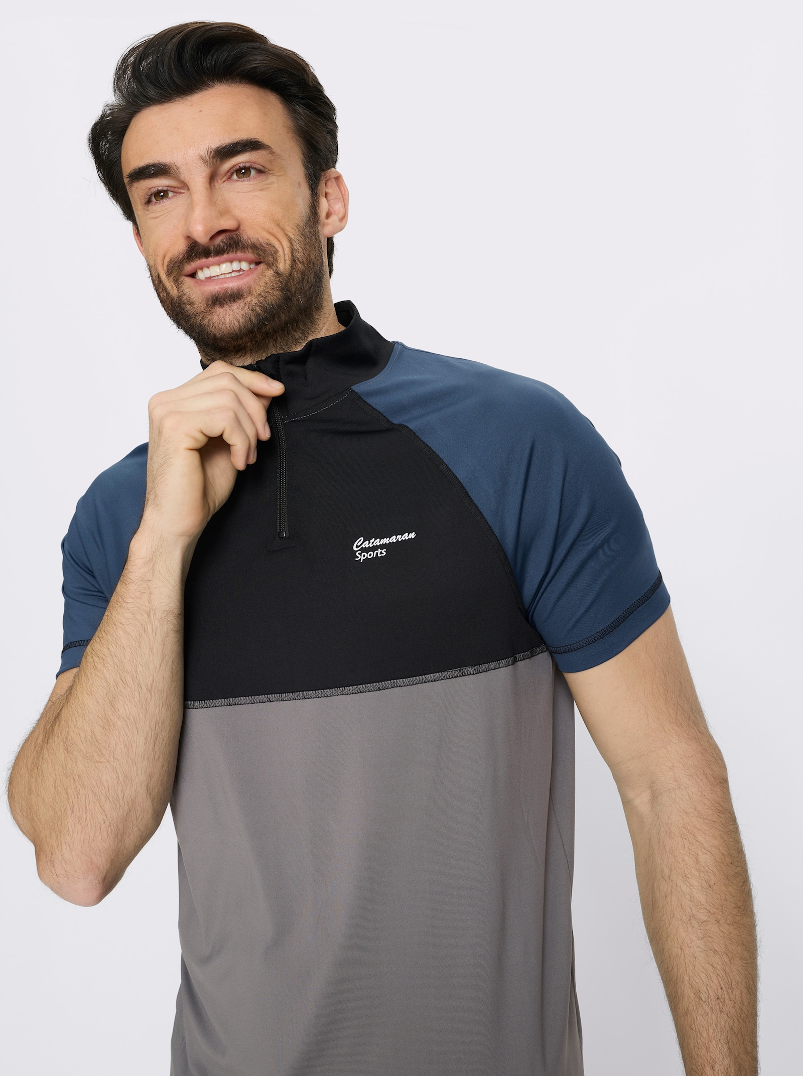 Catamaran Sports Fahrradshirt mit dreigeteilter Rückentasche - anthrazit