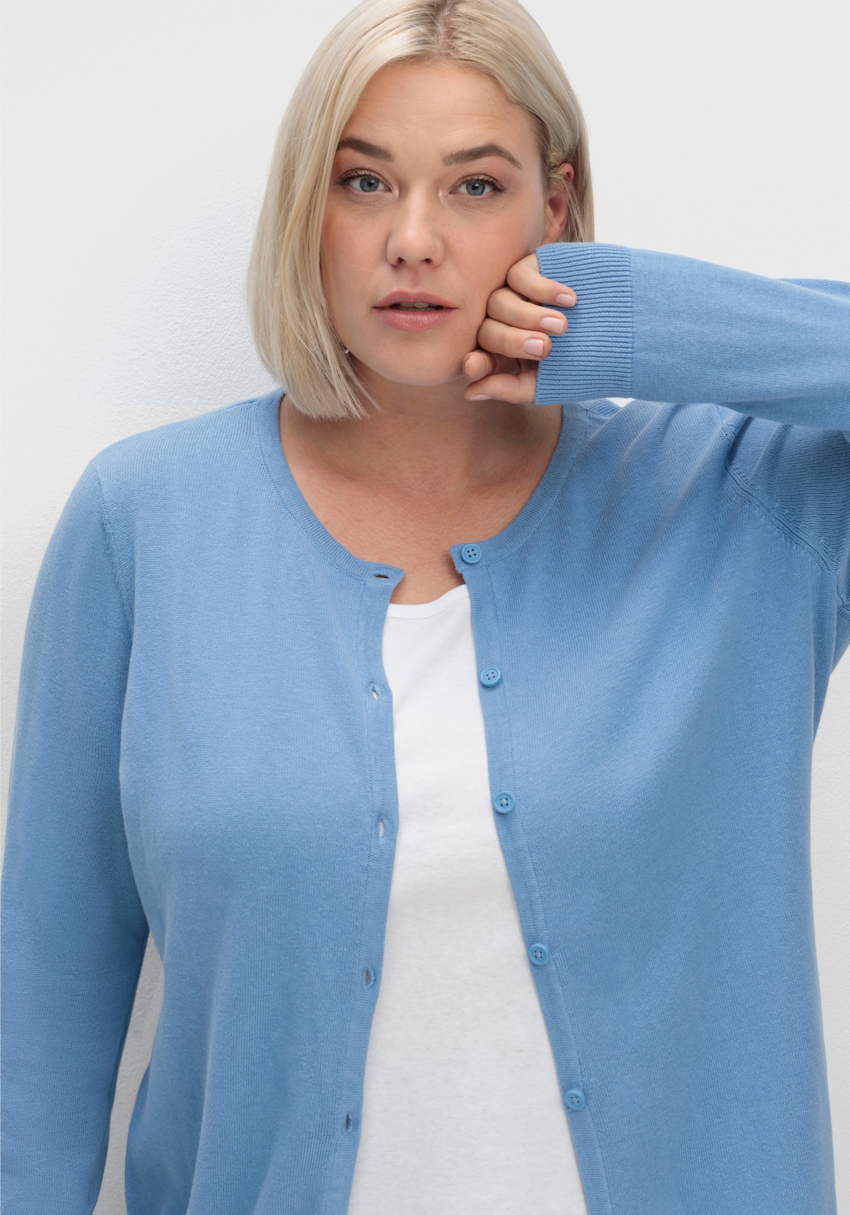 Strickjacke aus reiner Baumwolle - blau