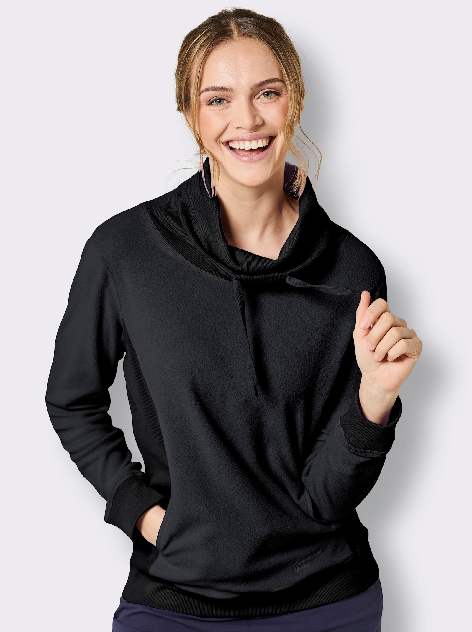 Catamaran Sports Fleeceshirt mit Nahttaschen - schwarz