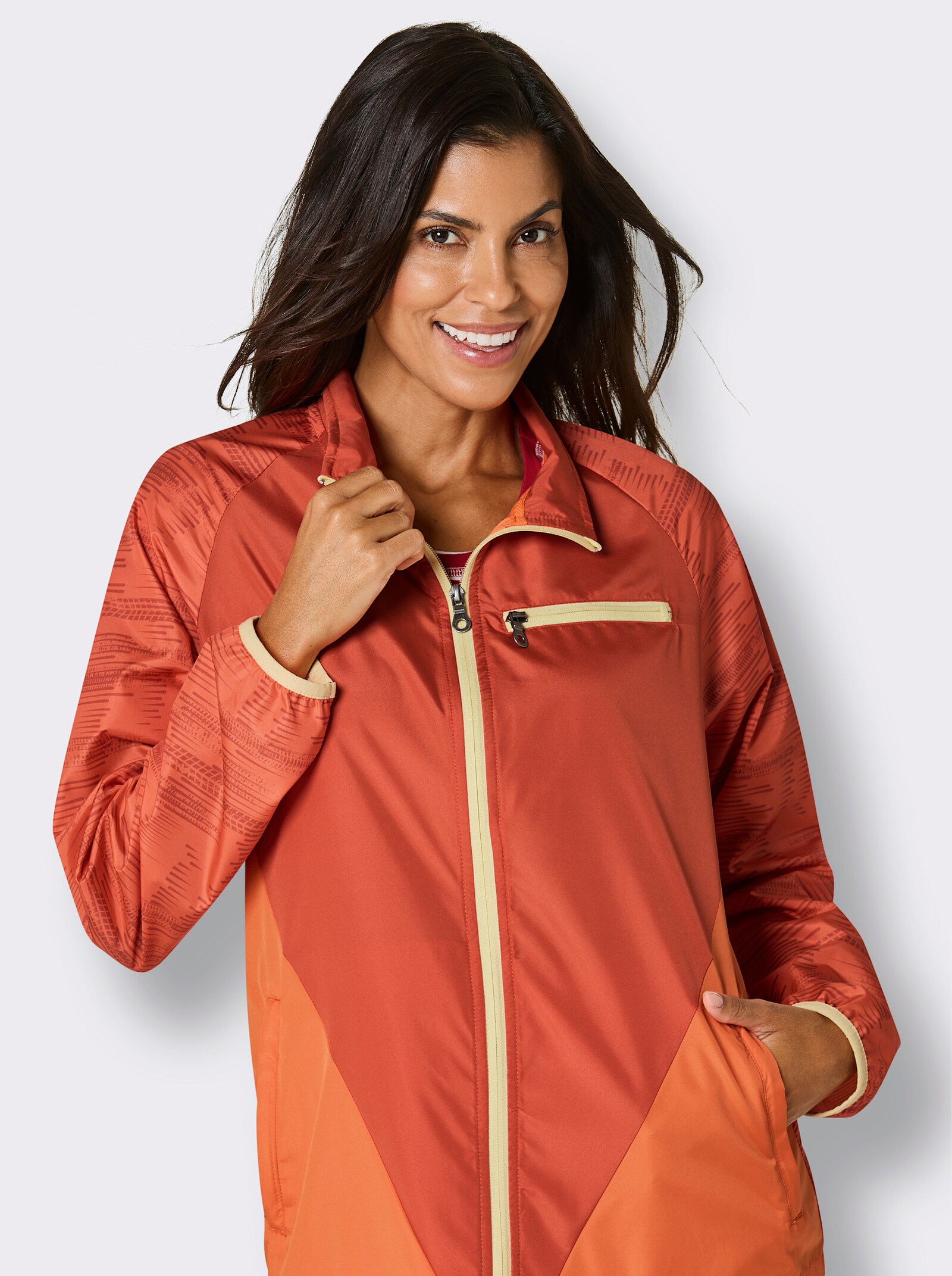 Funktionsjacke mit Reißverschluss-Brusttasche - orange