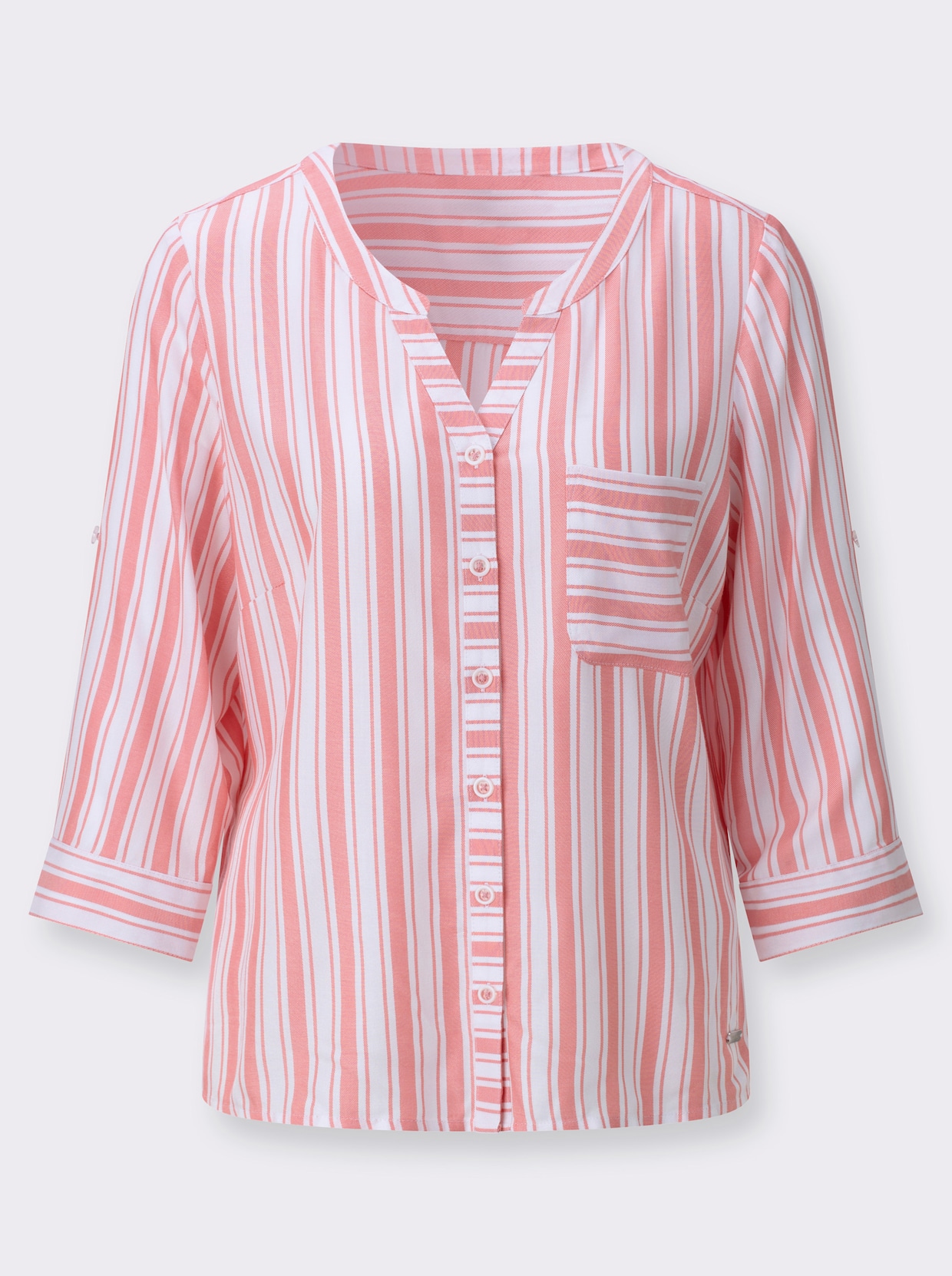 Gestreifte Bluse - flamingo-weiß-gestreift