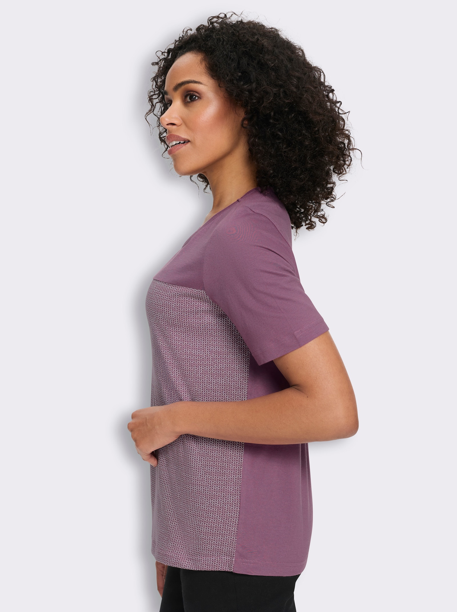 Shirt met korte mouwen in mêleelook - violet/mauve bedrukt