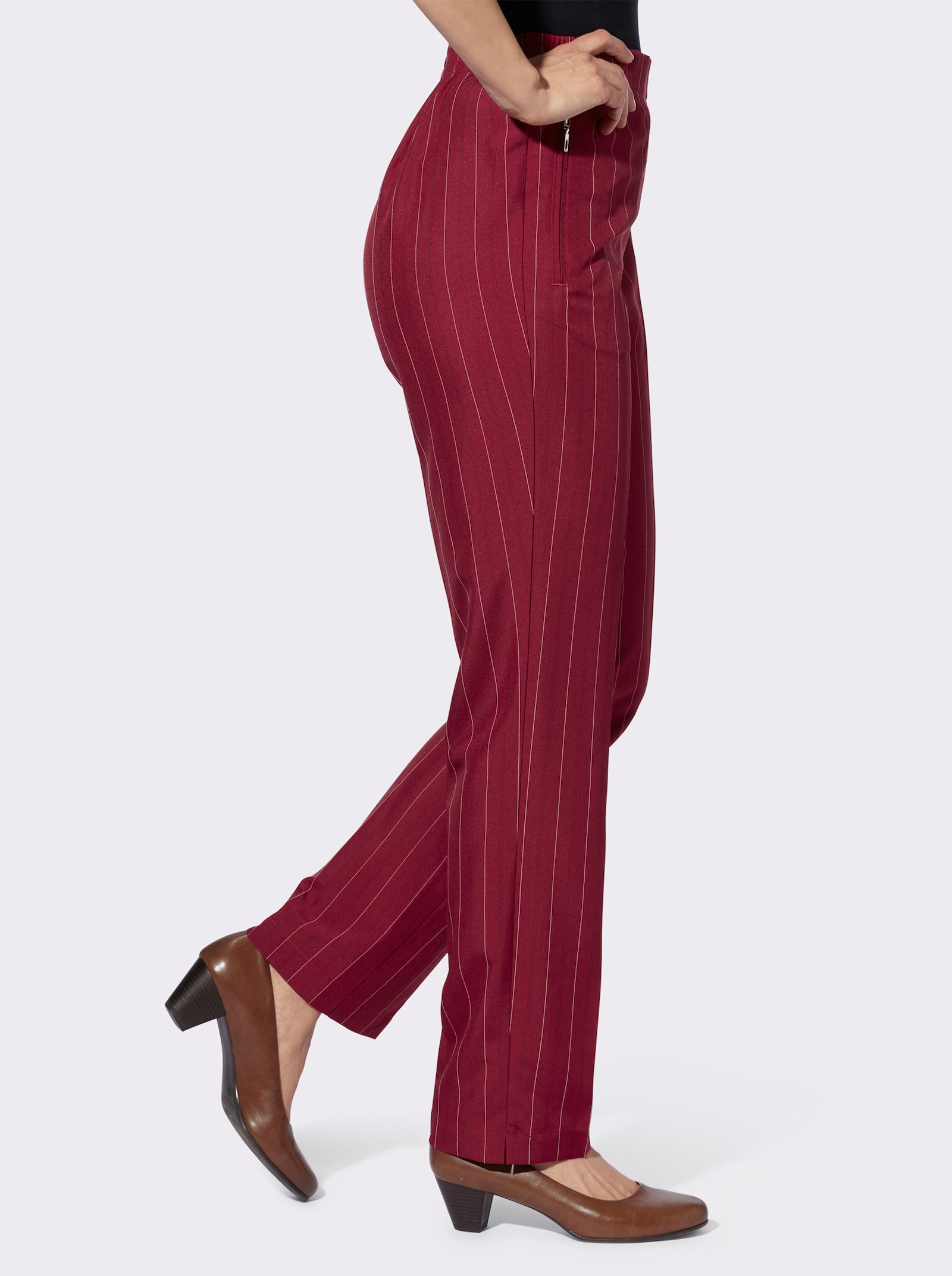 Stoffhose in Schlupfform - dunkelrot + dunkelrot-schwarz-gestreift