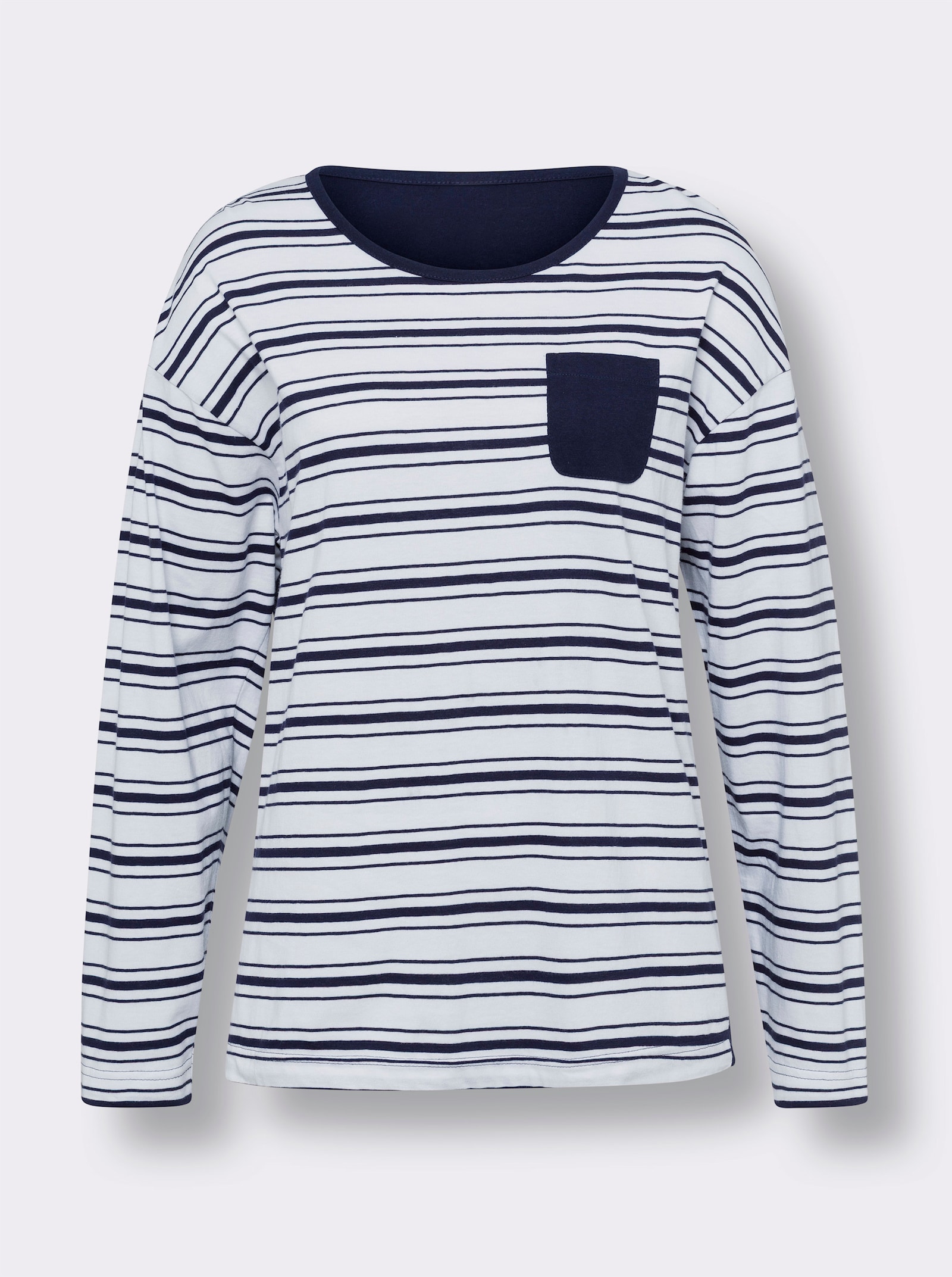 Pyjamas med randmönster - vit-marin