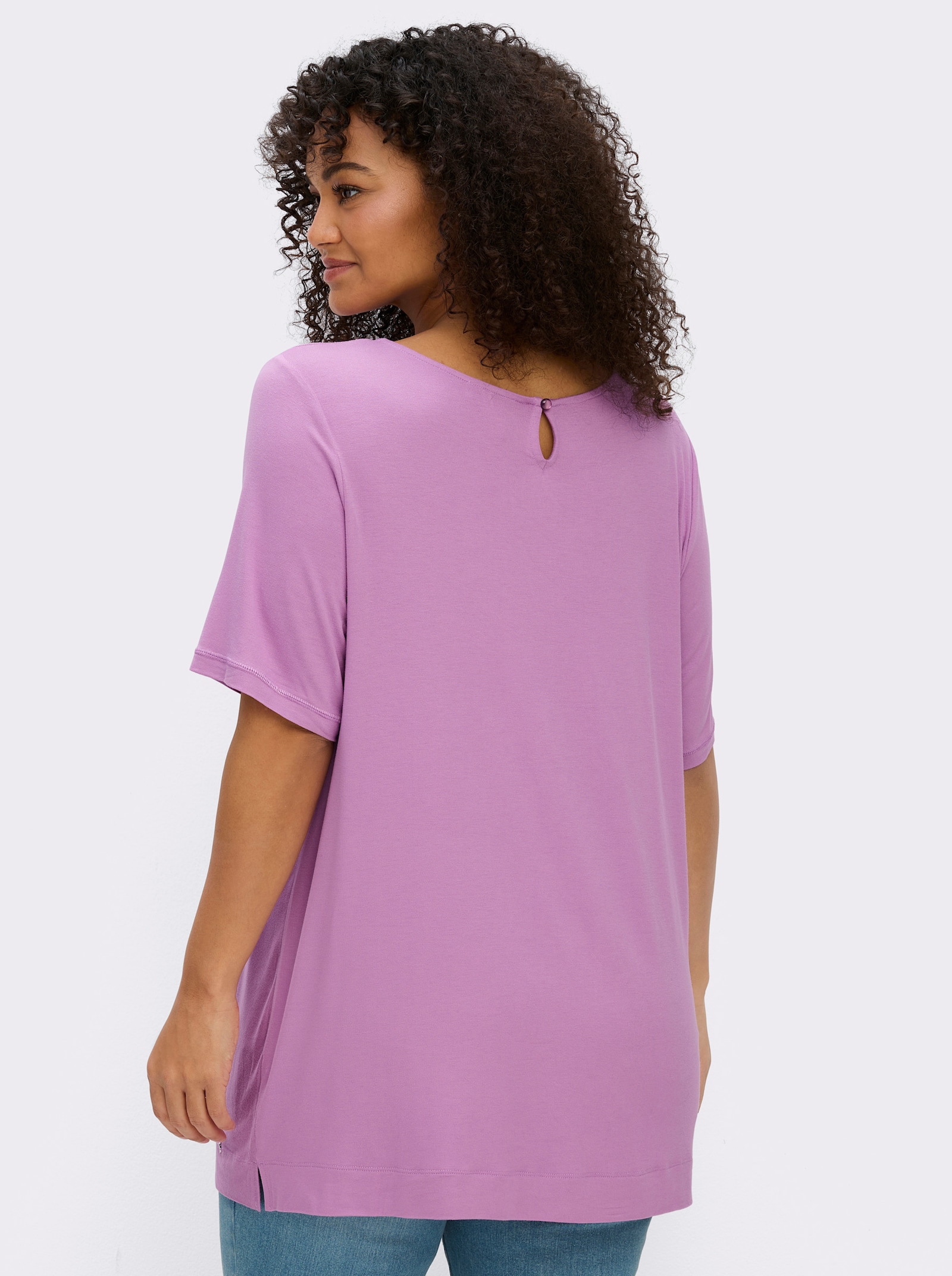 sheego Shirt mit 3D-Blütenapplikationen - orchidee