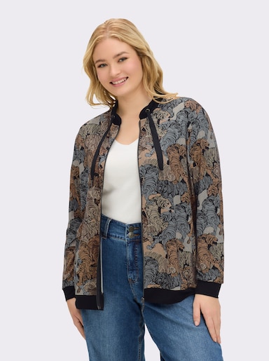 Shirtjacke in Blouson-Form - schwarz-sand-bedruckt