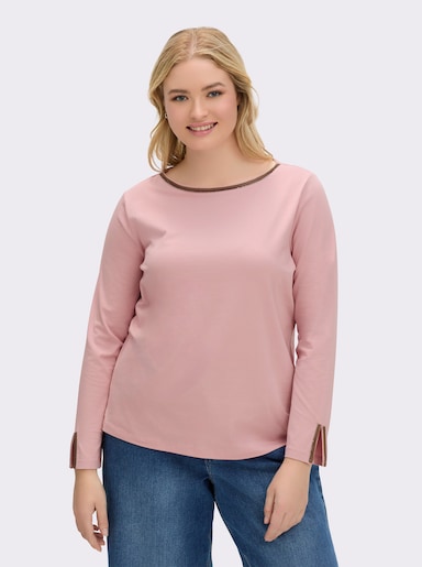 Langarmshirt mit U-Boot-Ausschnitt - hortensie