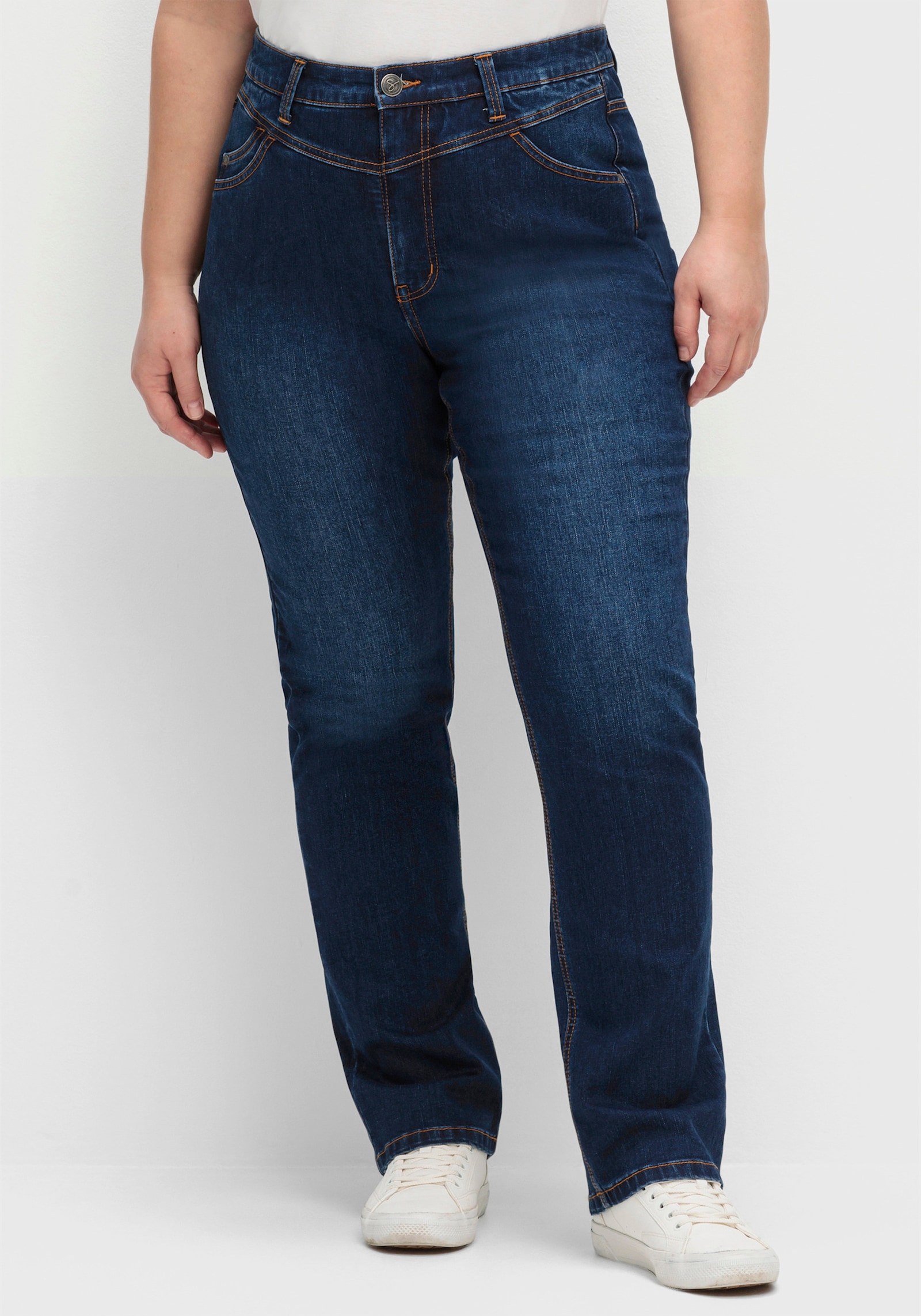 sheego Shaping jeans met rechte pijpen - dark blue denim