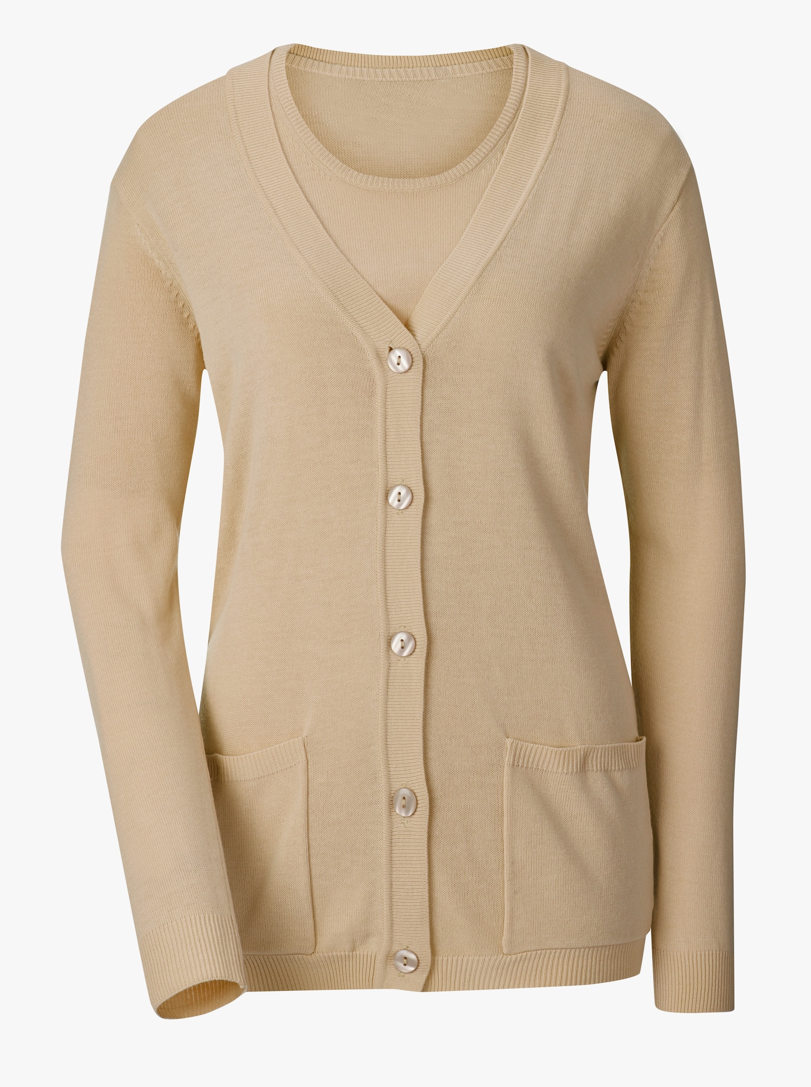 Twin-Set mit gerippten Abschlüssen - nugat