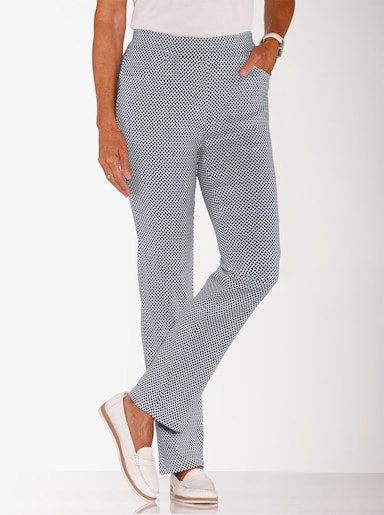 Stretch-Hose - marine-ecru-gemustert