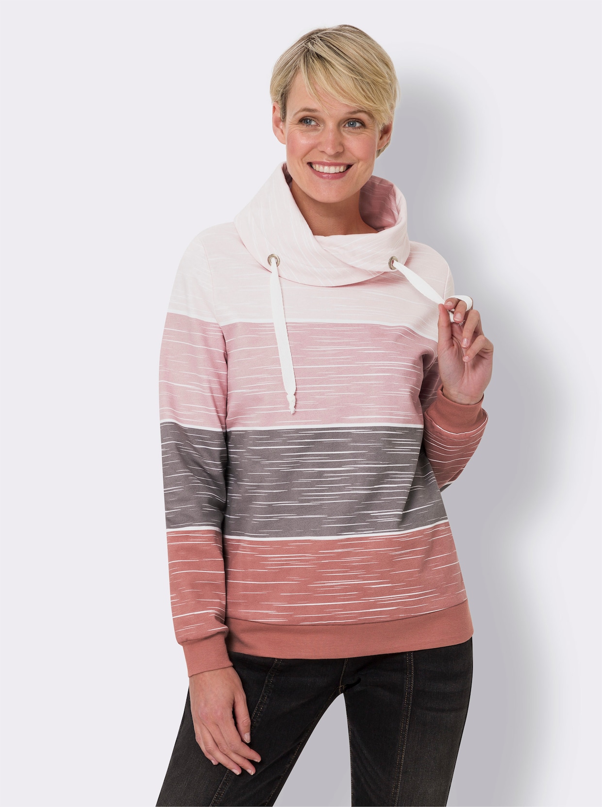 Sweatshirt - rosenholz-hellrosé-bedruckt