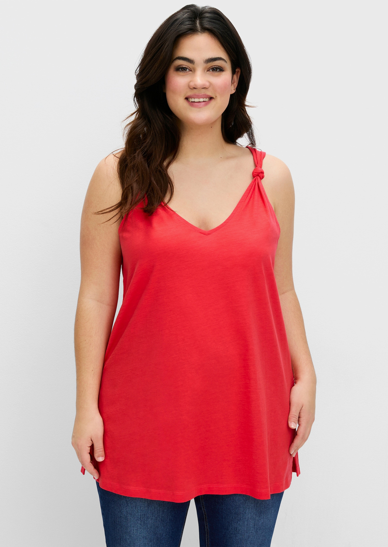 sheego Longtop mit Knotendetail am Träger - hummer