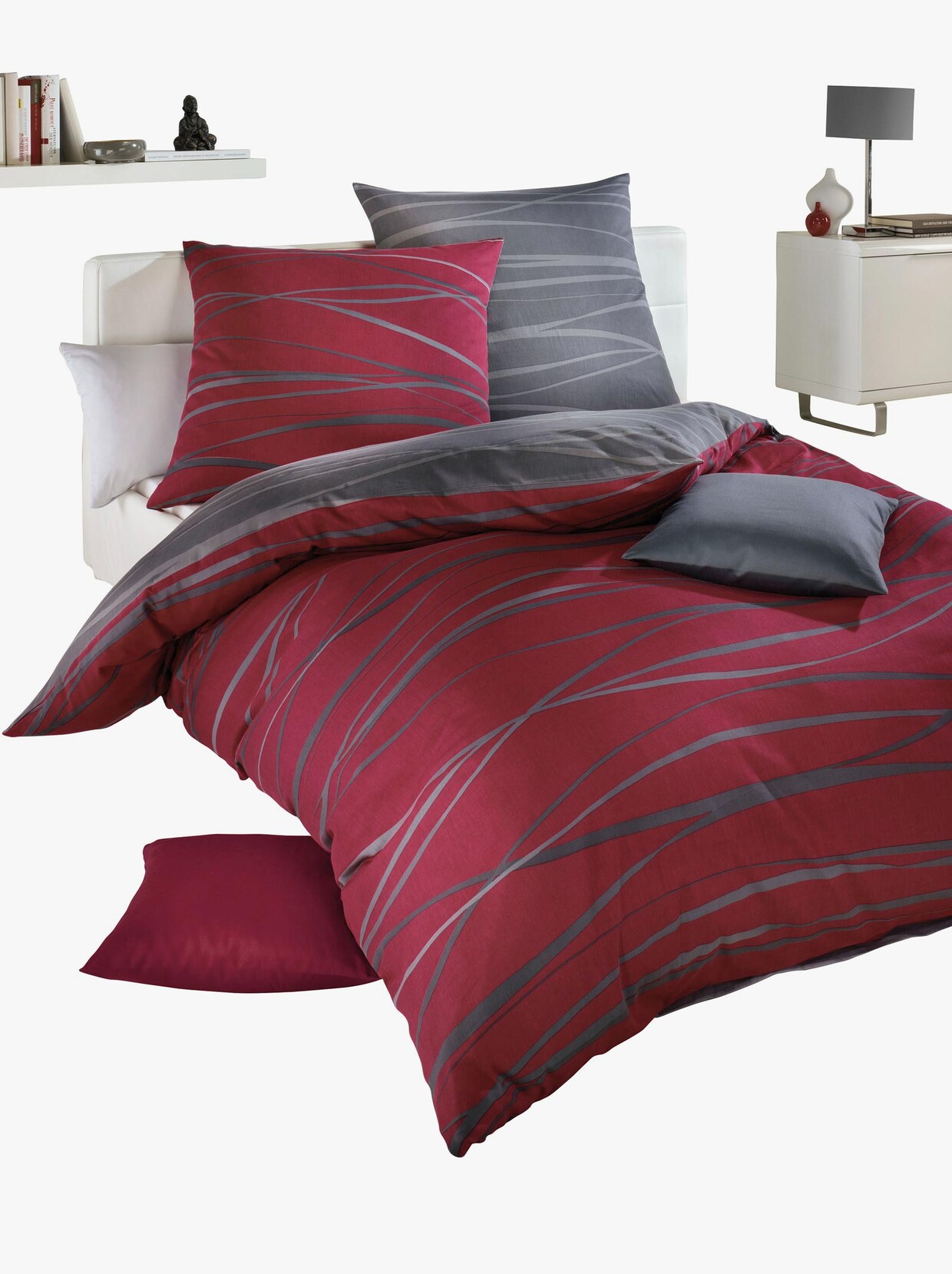 Kaeppel Sängkläder - vinröd-antracit
