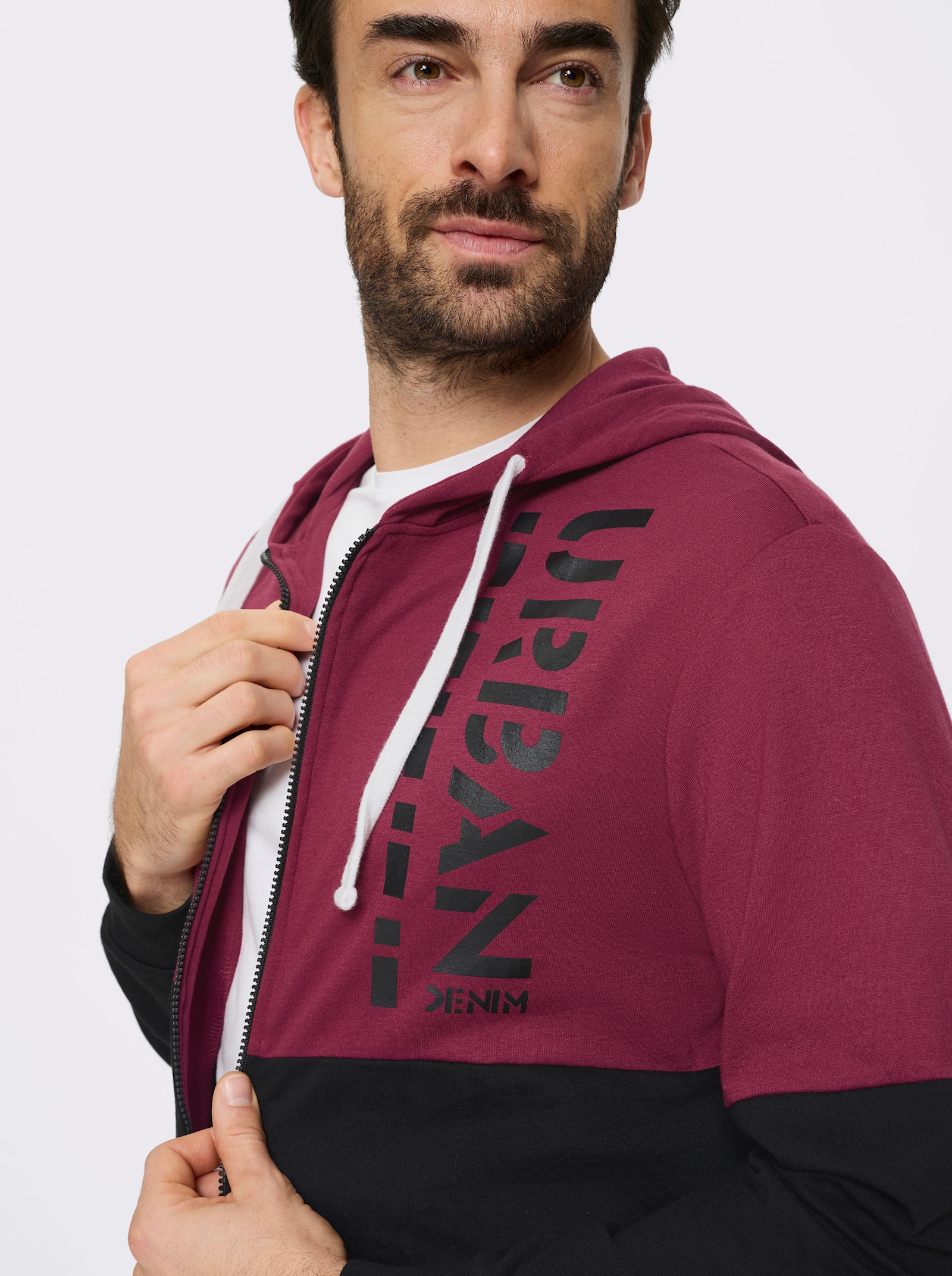 Catamaran Sports Sweatjacke mit weitenregulierbarer Kapuze - bordeaux-schwarz