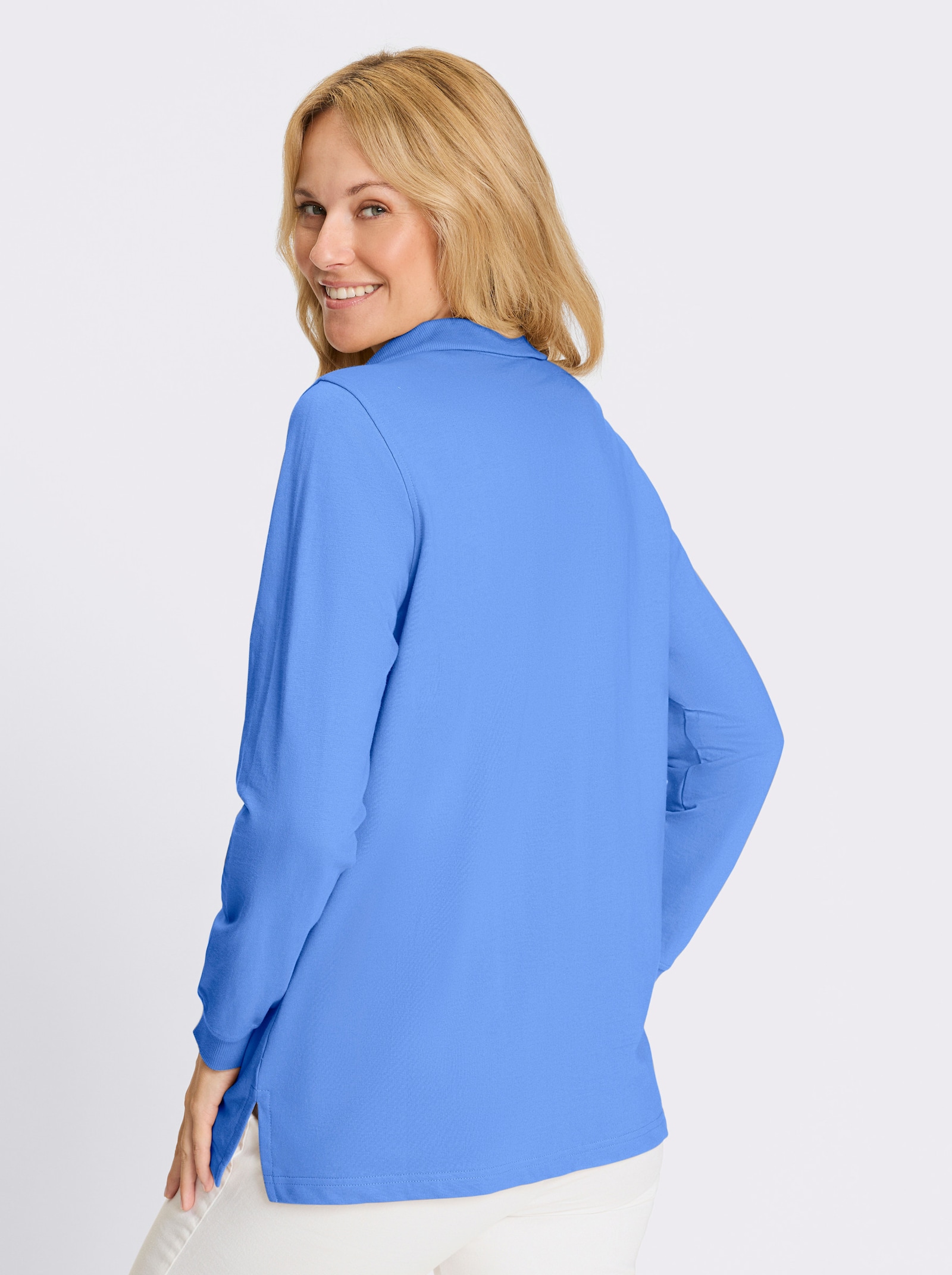 Longsweatshirt mit Troyerkragen - himmelblau