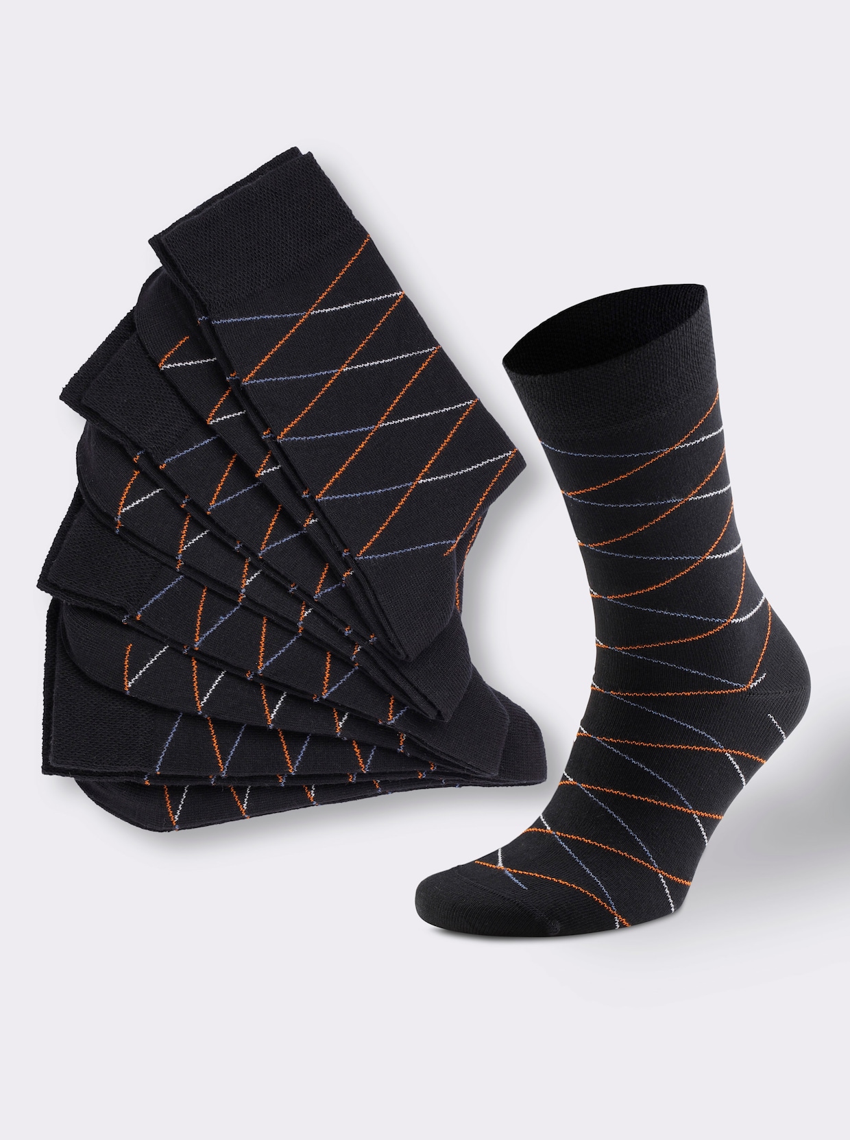 wäschepur Herren-Socken - schwarz-gemustert