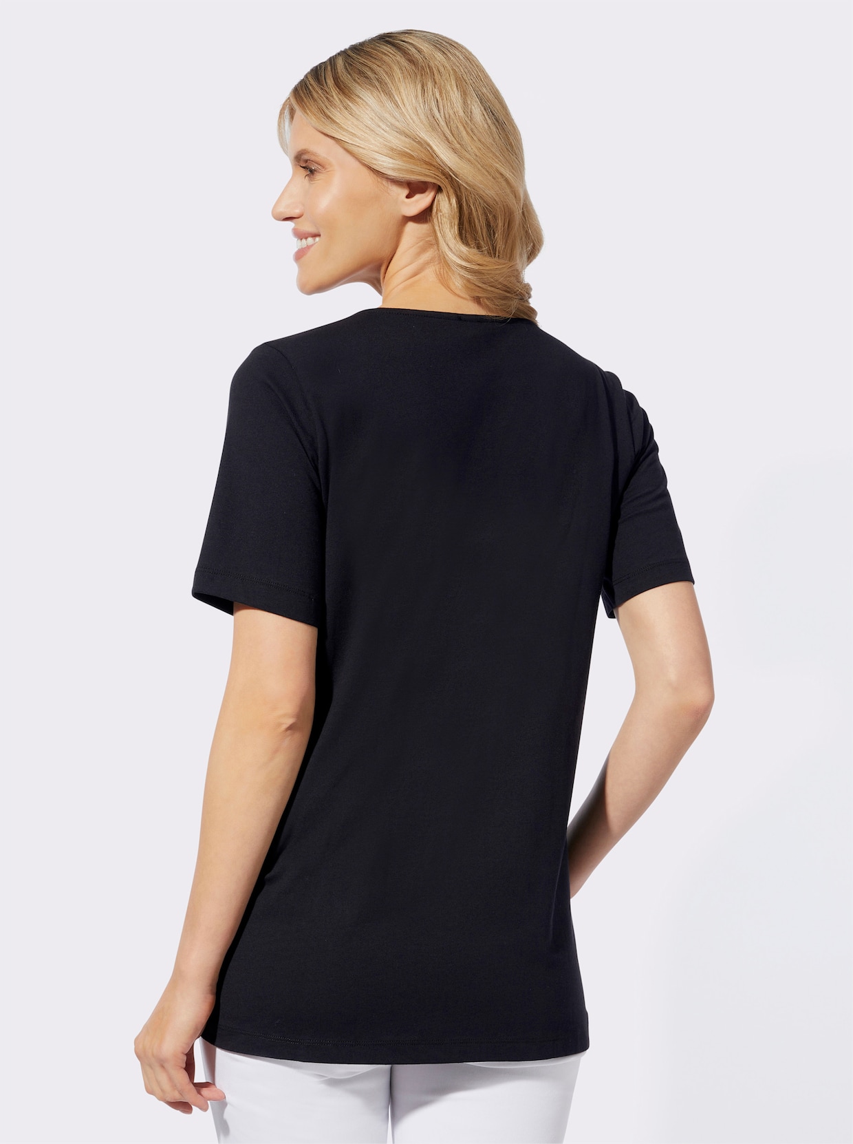 Lang shirt - zwart/rood geprint