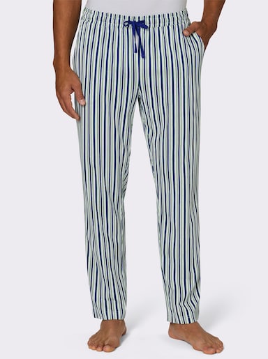 Hose lang - royalblau-apfel-gestreift