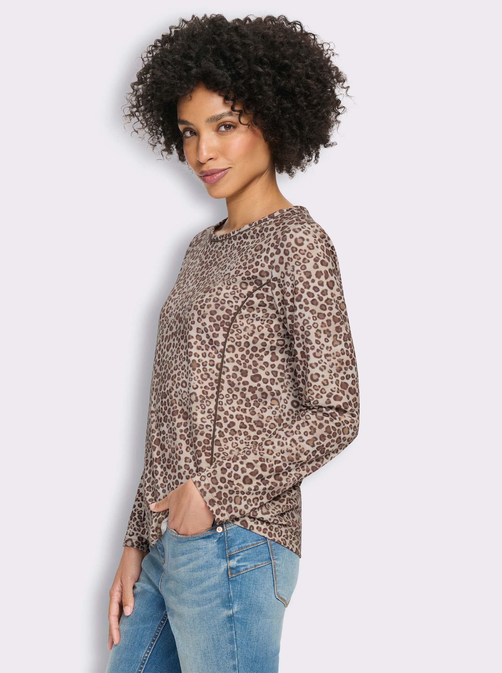 heine Print-Shirt - champagner-schoko-bedruckt