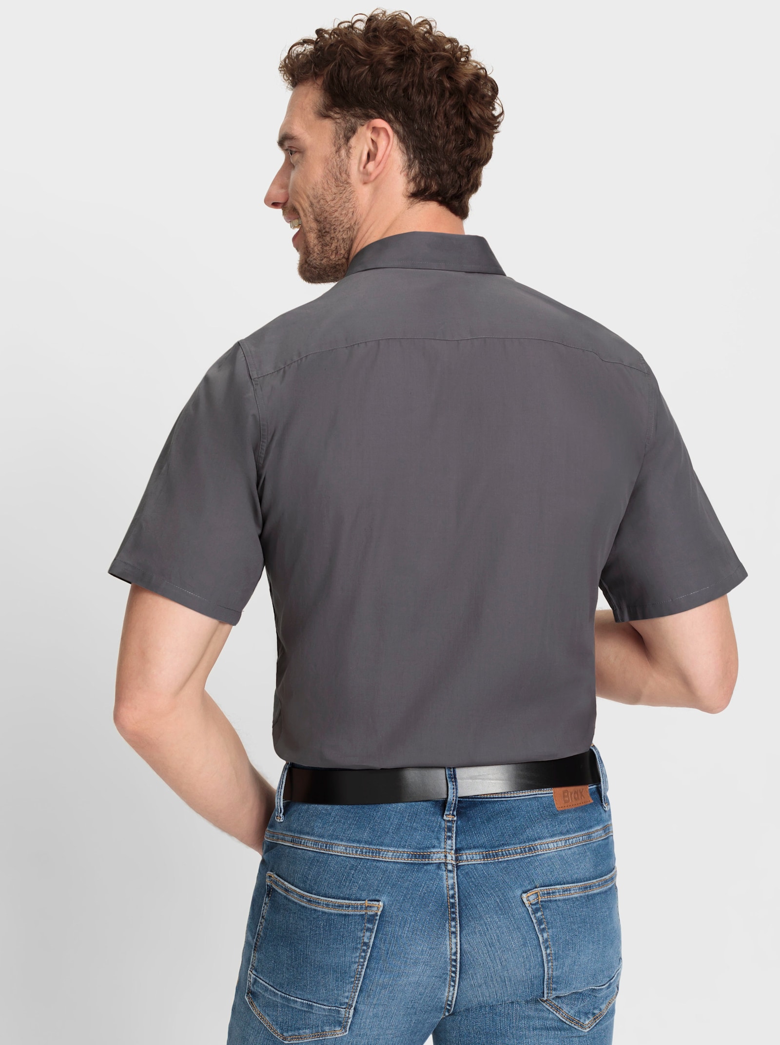 Marco Donati Kurzarmhemd in bügelfreier Baumwolle - anthrazit