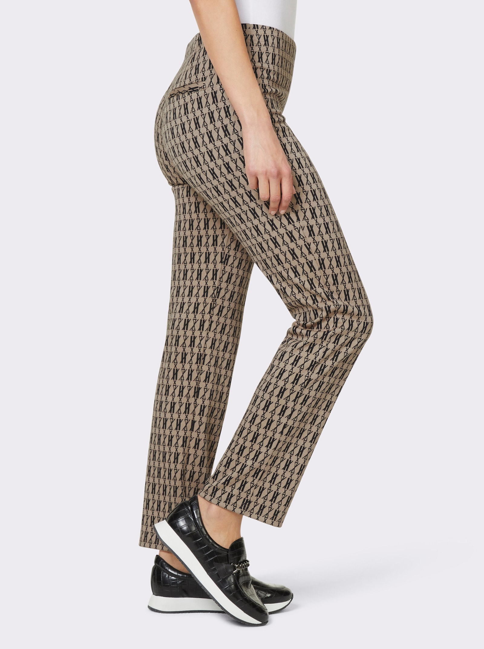 heine Pantalon en jersey au motif jacquard élégant - noir-beige à motifs