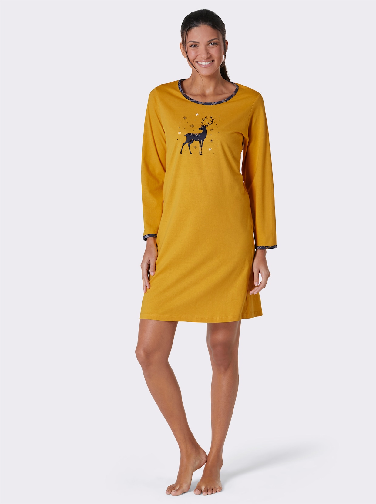Comtessa Sleepshirt - gelb-anthrazit-bedruckt