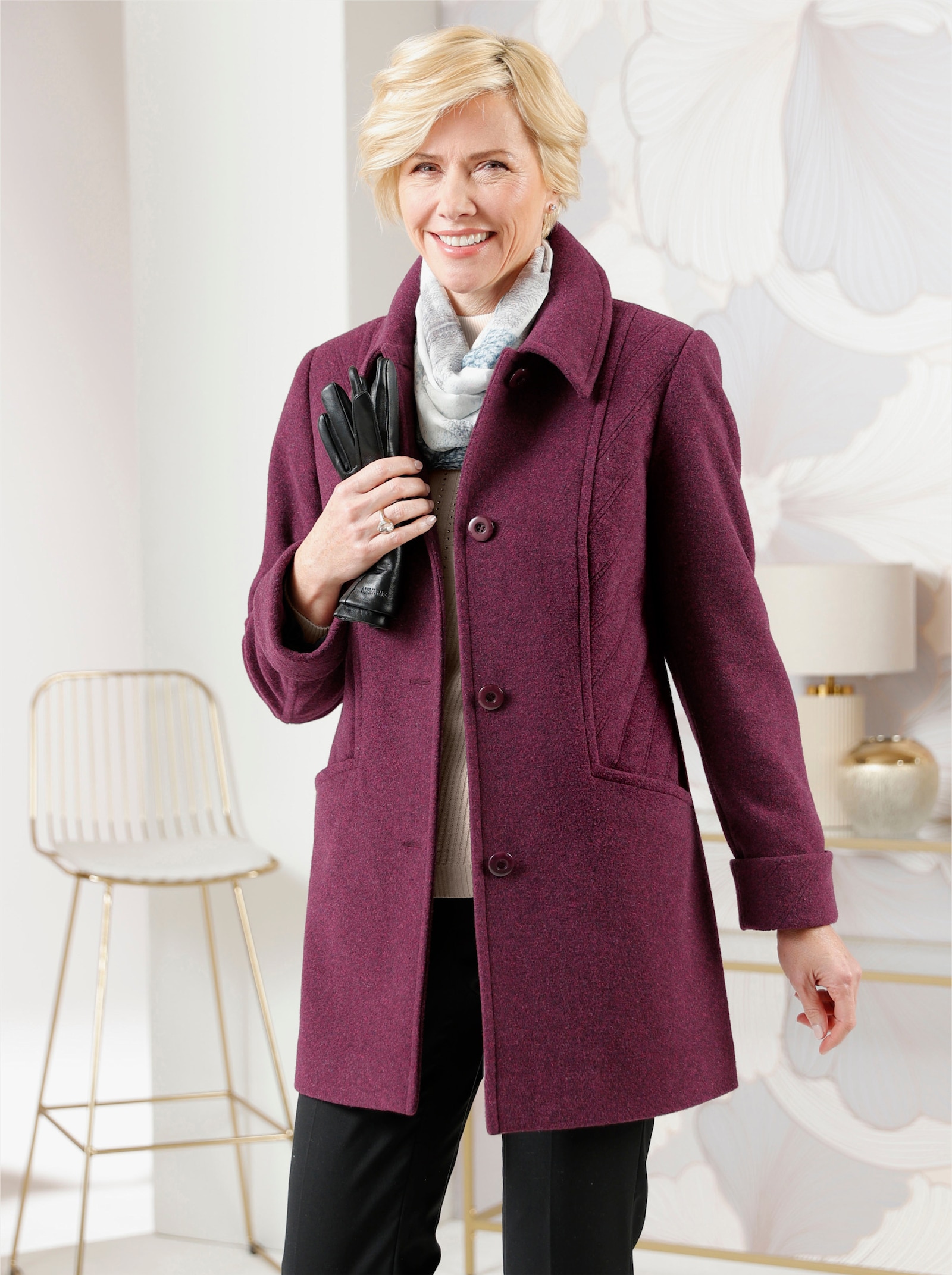 Jacke mit 10% Kaschmir - burgund-meliert