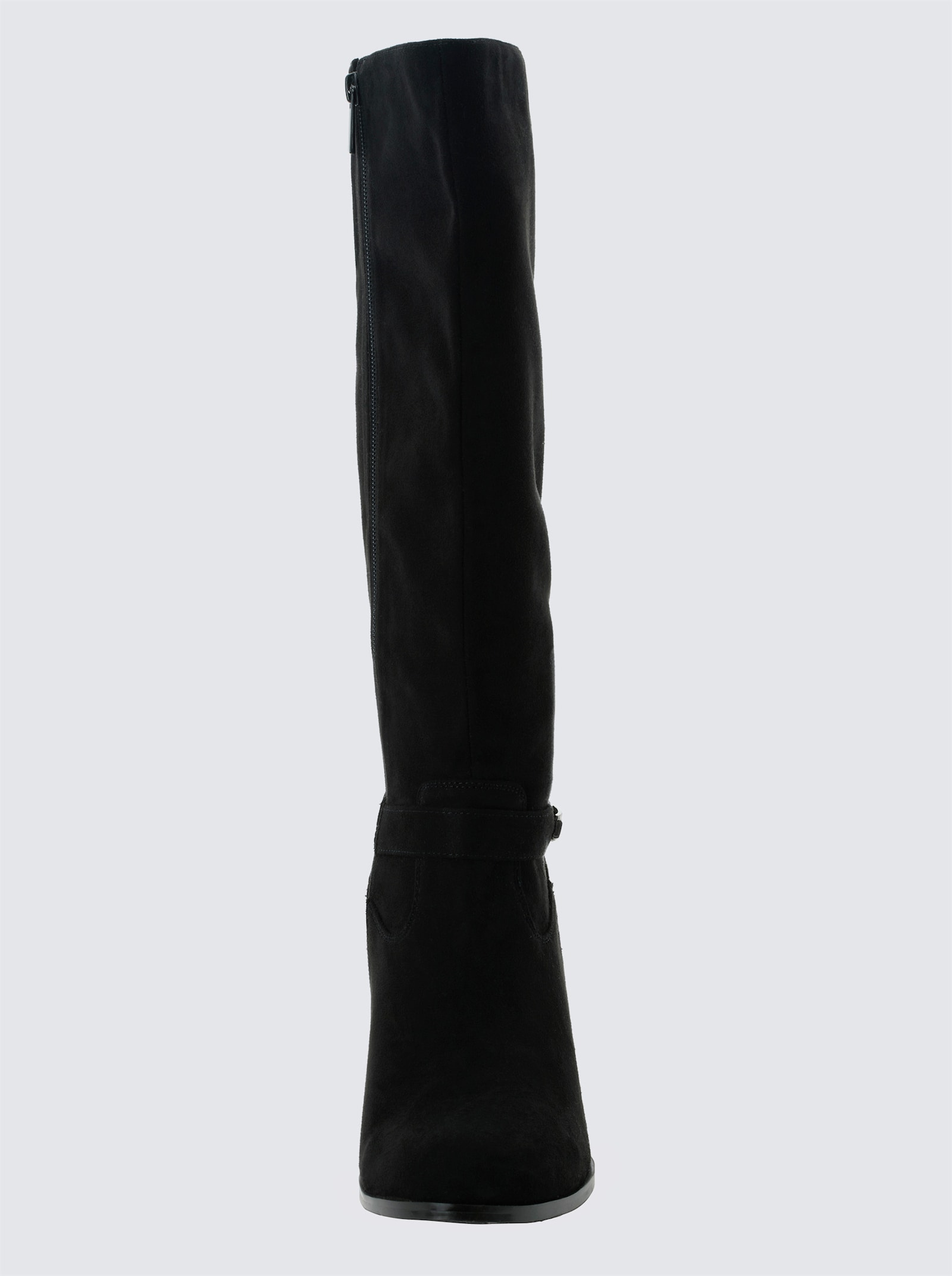sheego Weitschaftstiefel in Wildleder-Optik - schwarz