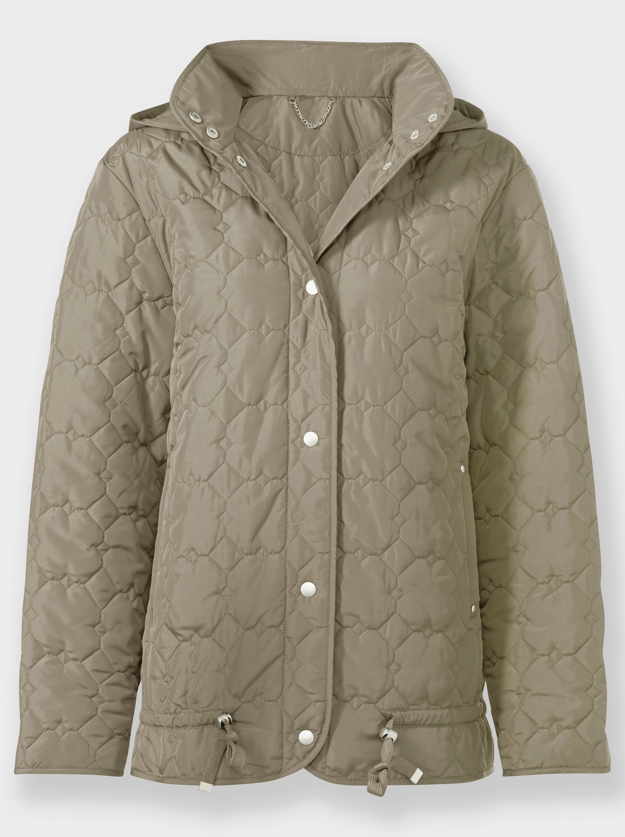 Steppjacke mit Tunnelzug im Saum - schlamm