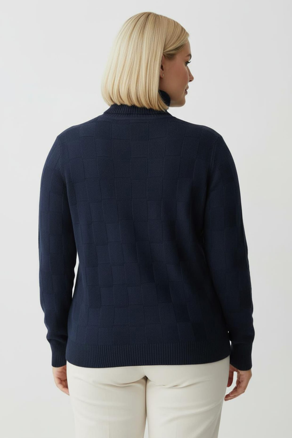 Rollkragenpullover mit gerippten Abschlüssen - dunkelblau