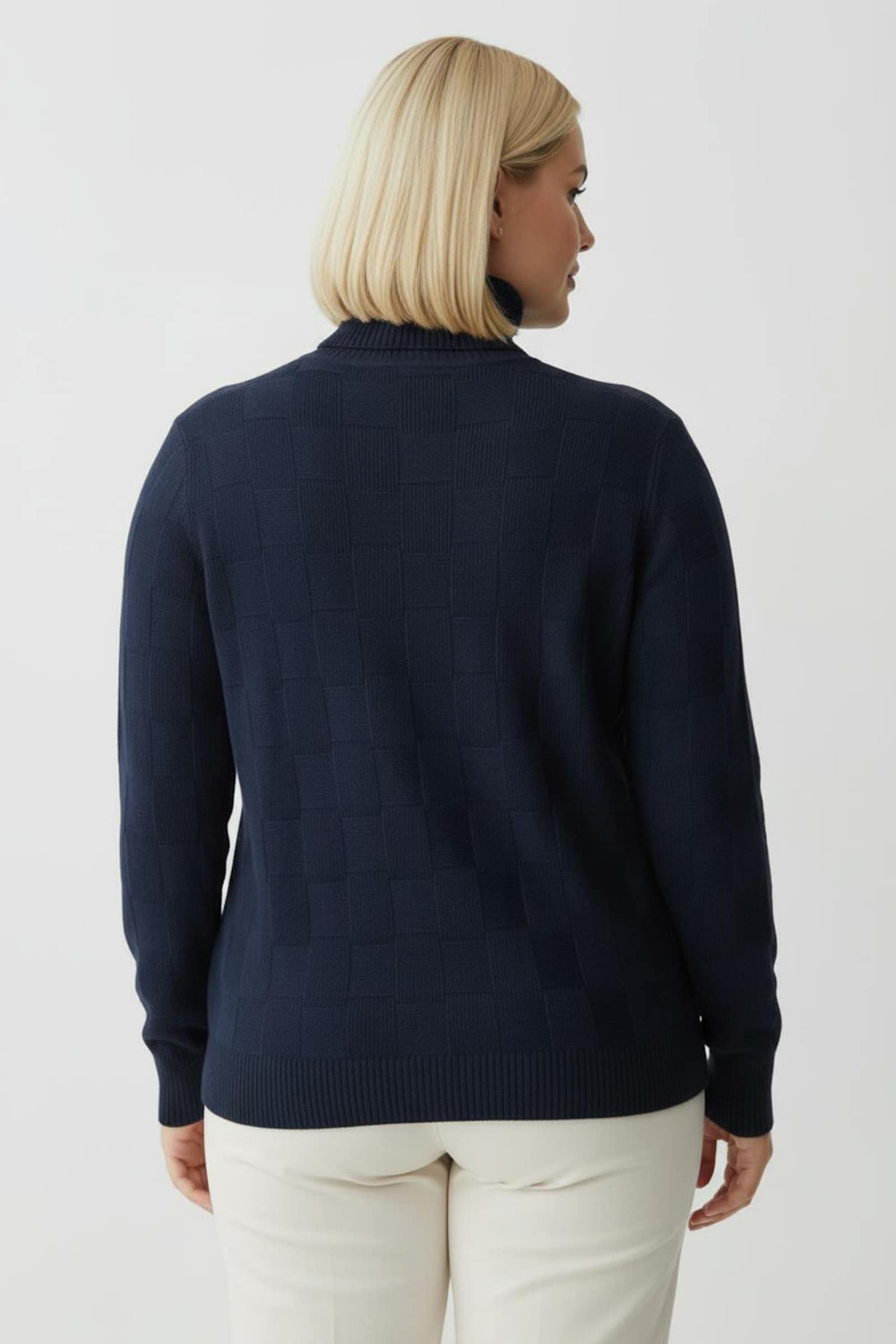 Rollkragenpullover mit gerippten Abschlüssen - dunkelblau