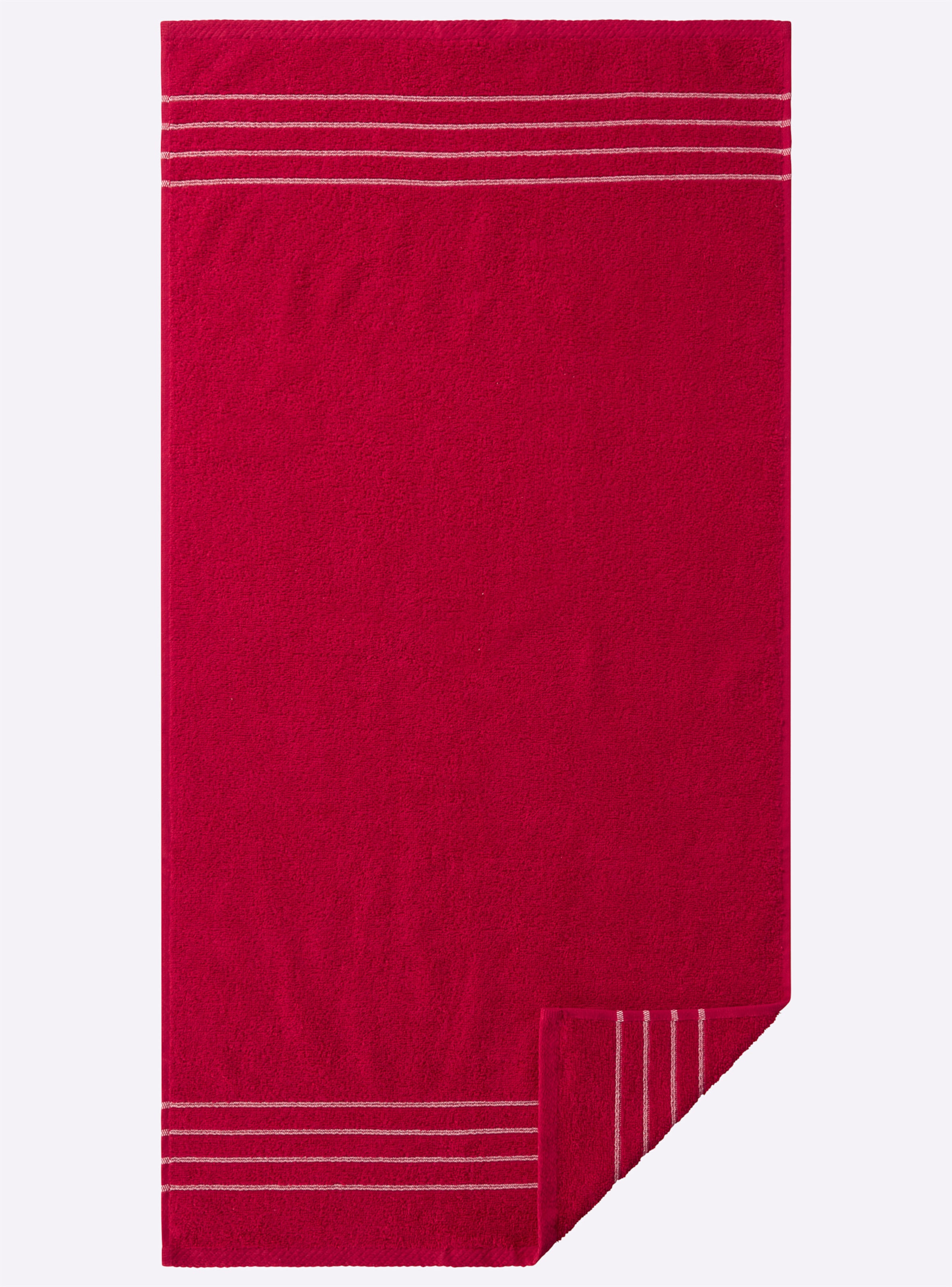 Frottier Handtuch günstig Kaufen-3-tlg. Sparset in rot von wäschepur. 3-tlg. Sparset in rot von wäschepur <![CDATA[Sehr vielseitig! Handtuch-Programm in flauschiger Walkfrottier-Qualität. Mit feiner Streifen-Bordüre am Rand. Auch erhältlich als 3-tlg. Sparset, bestehend aus 
