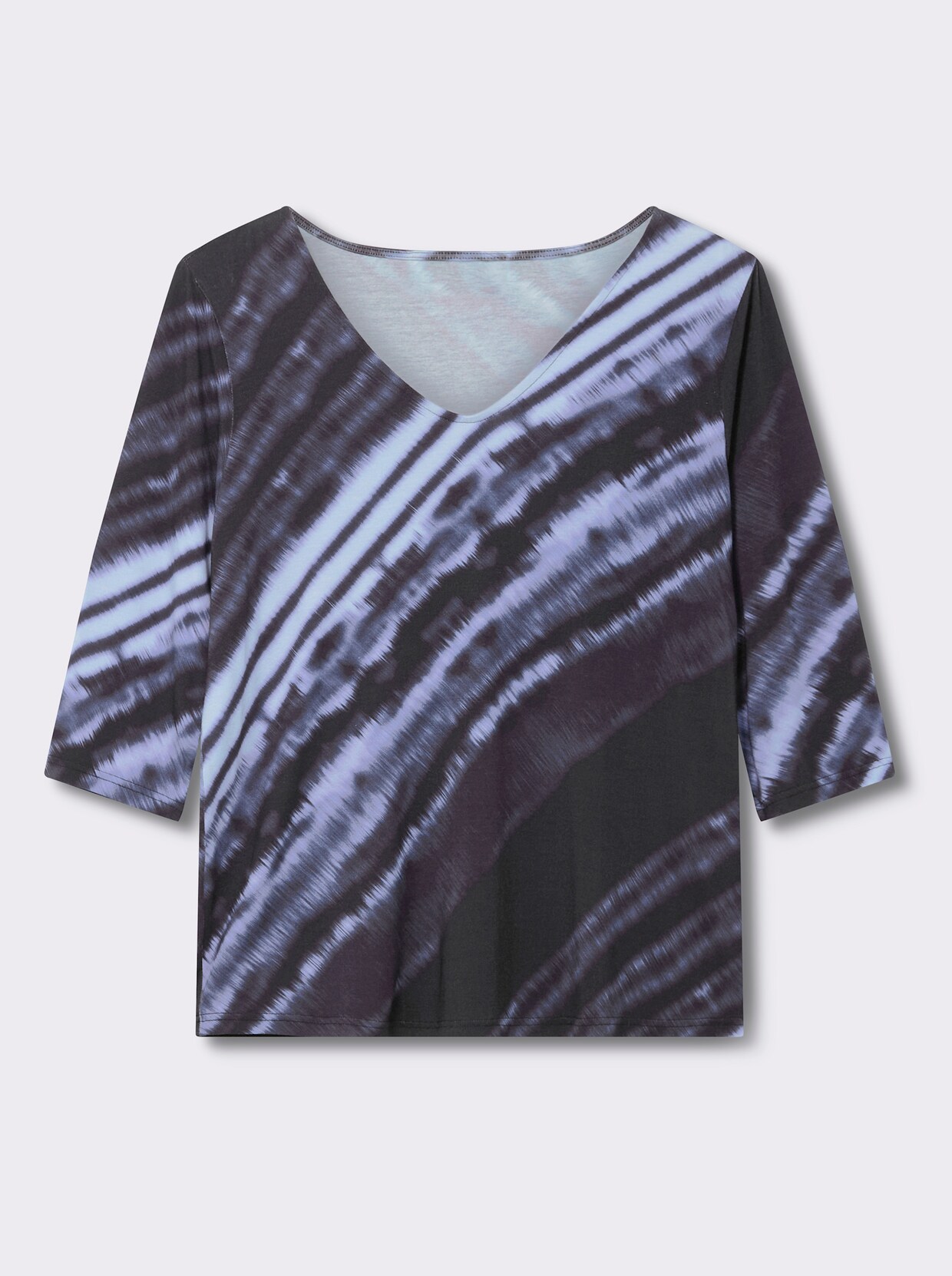 3/4-Arm-Shirt mit diagonalem Druck - marine-bleu-bedruckt