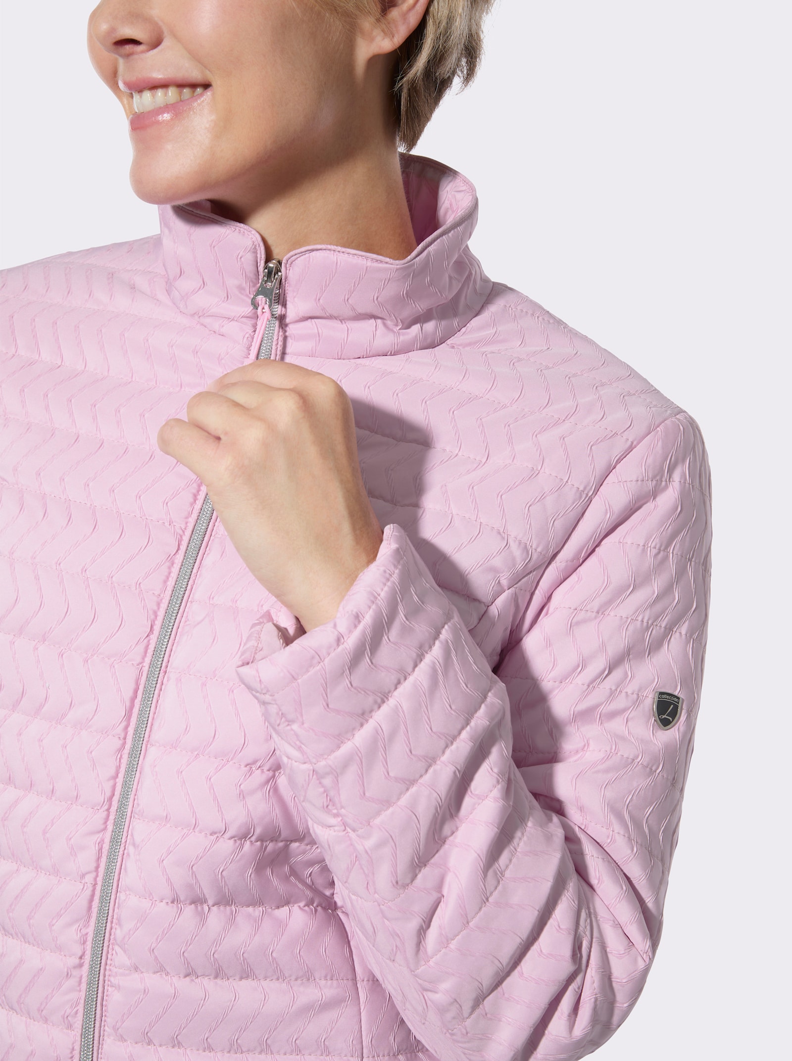 Steppjacke mit Reißverschluss-Taschen - rosé