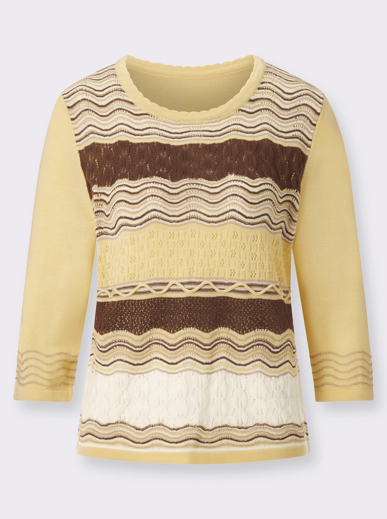 Pullover met ronde hals - vanille-chocalde patroon