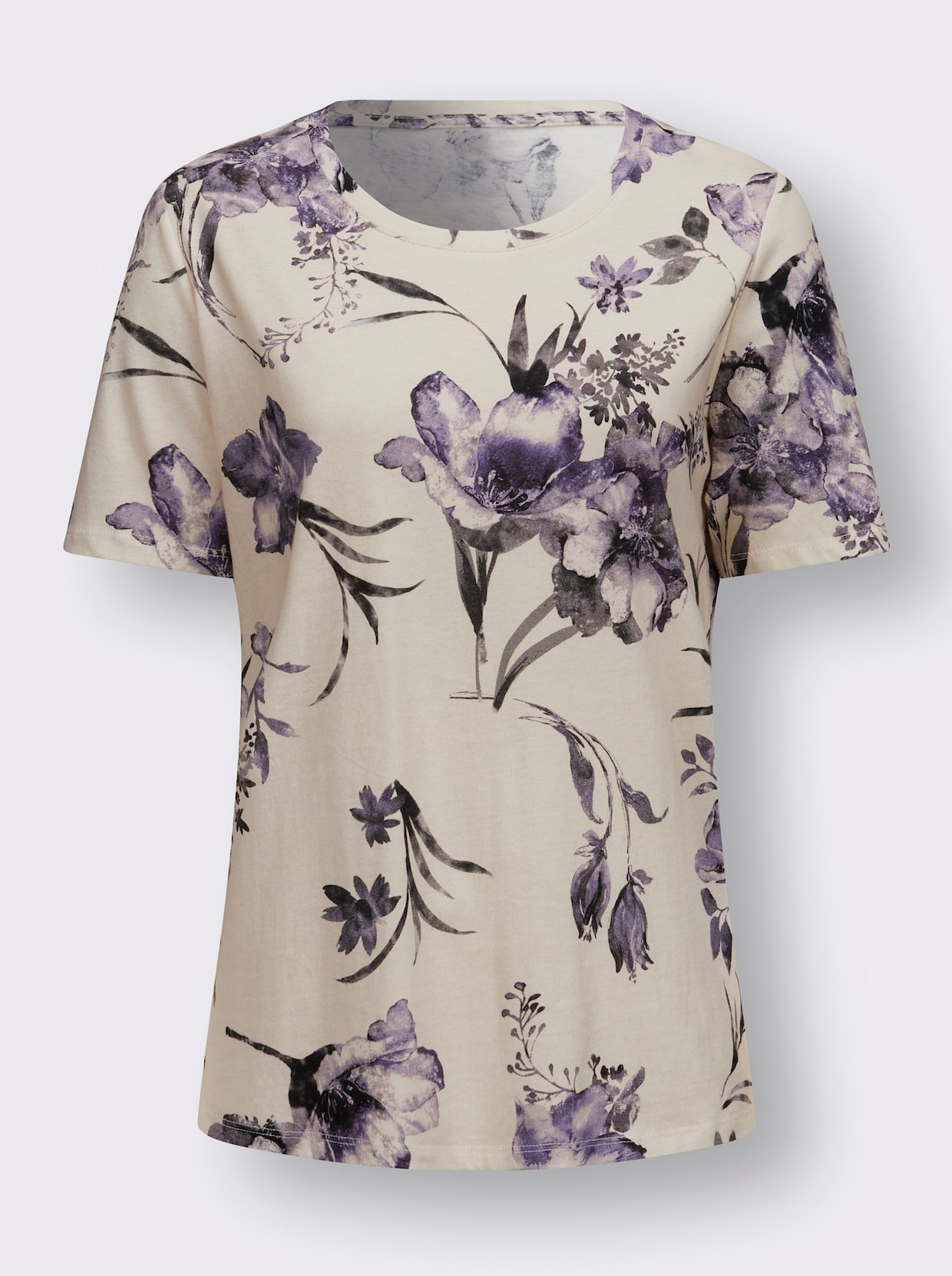 Shirt met print - champagne/lila bedrukt