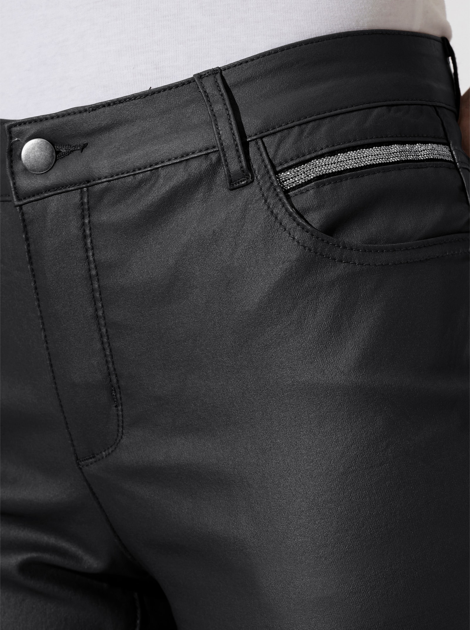 heine Ankle-Jeans mit Glanz-Beschichtung - schwarz