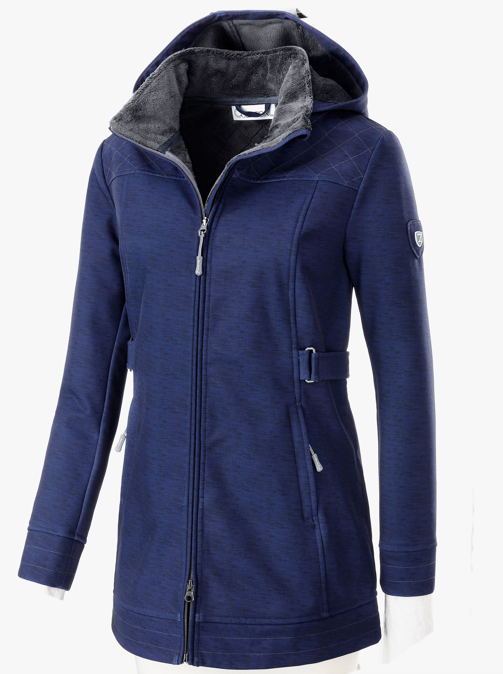 Softshelljacke gefüttert, wasserabweisend - marine-meliert
