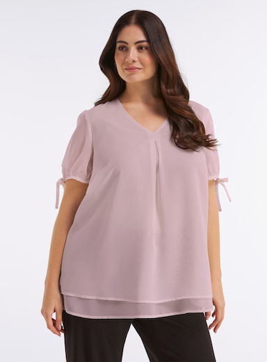 sheego Tunika mit Schleifendetails an den Ballonärmeln - rosé