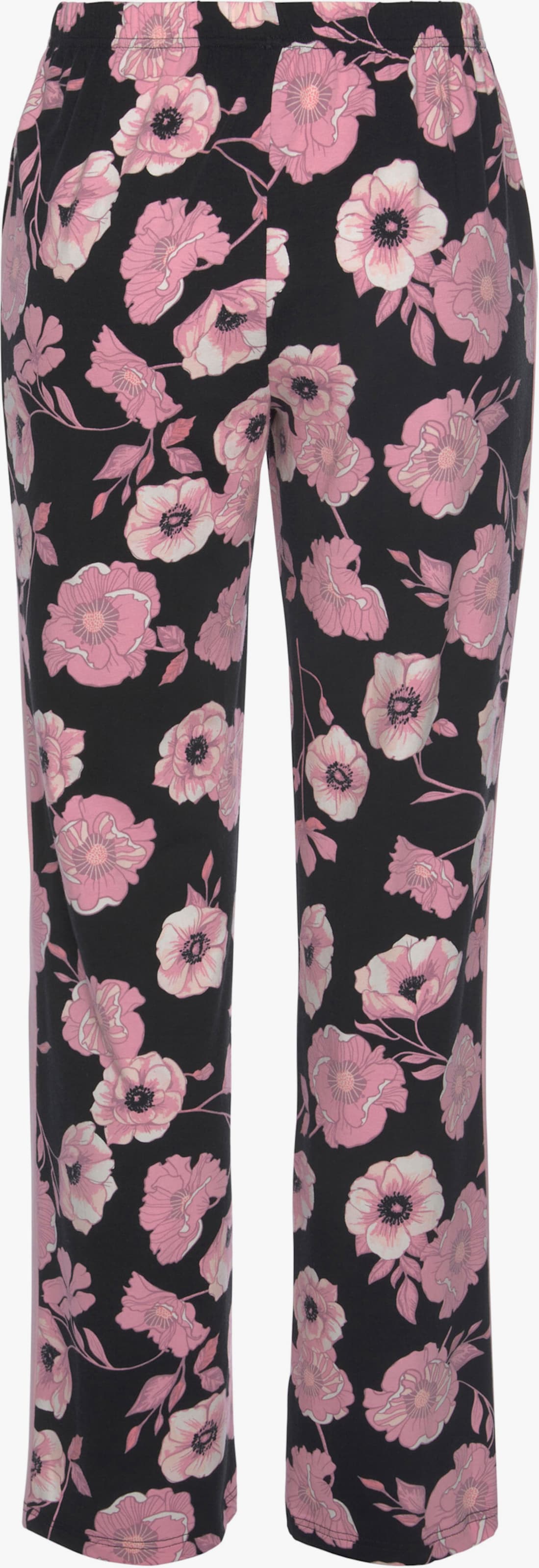 LASCANA Pyjamabroek - zwart/roze gebloemd