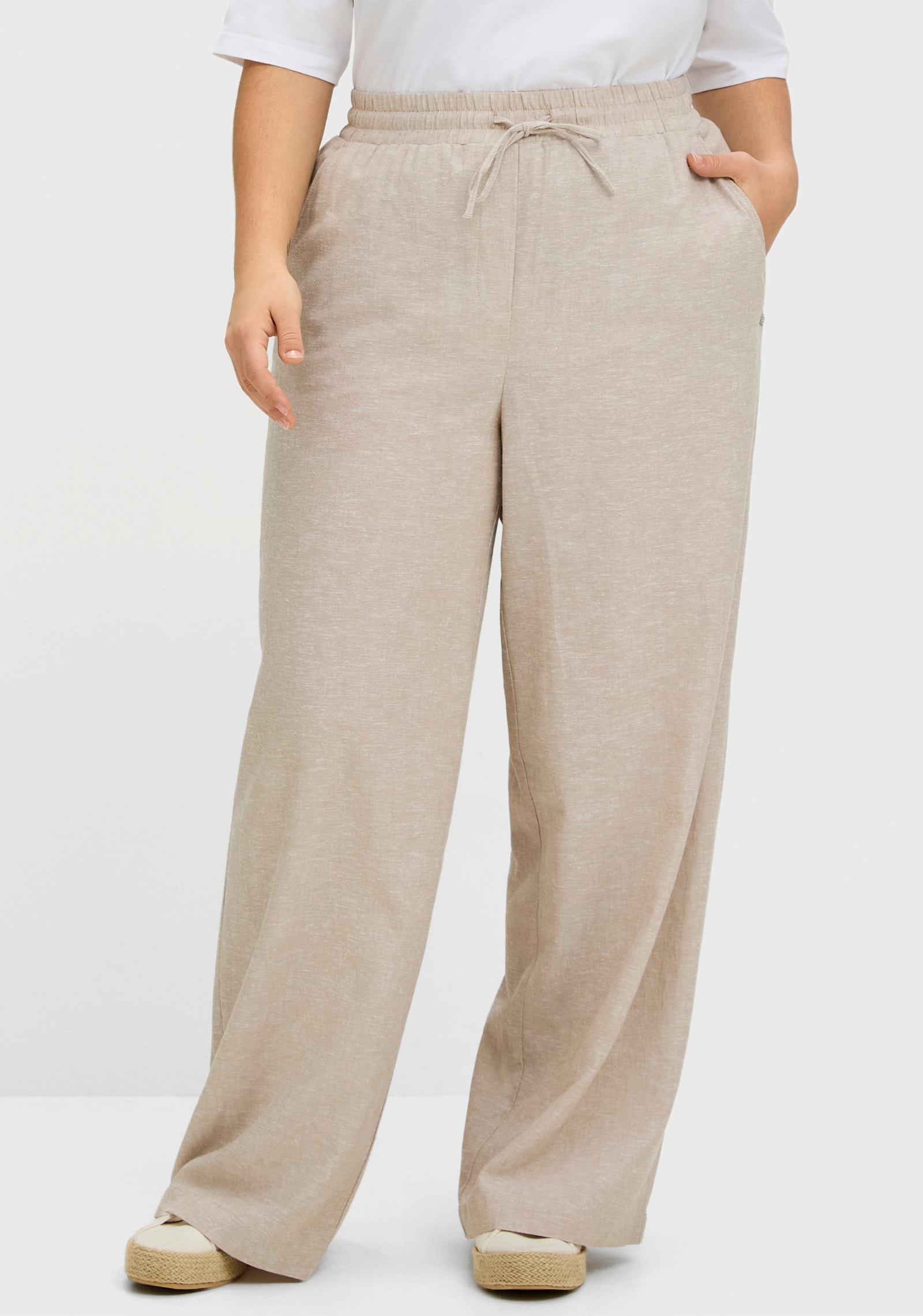sheego Jogg Pants aus Leinen-Mix, weite Form - beige