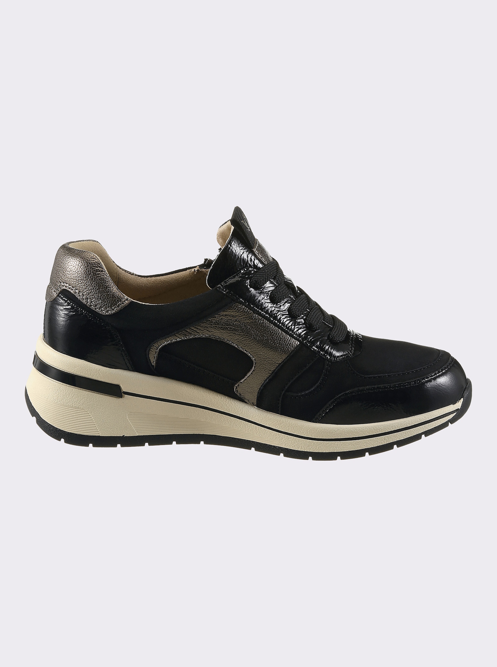 Caprice Sneaker mit kontrastfarbener Sohle, Weite H - schwarz