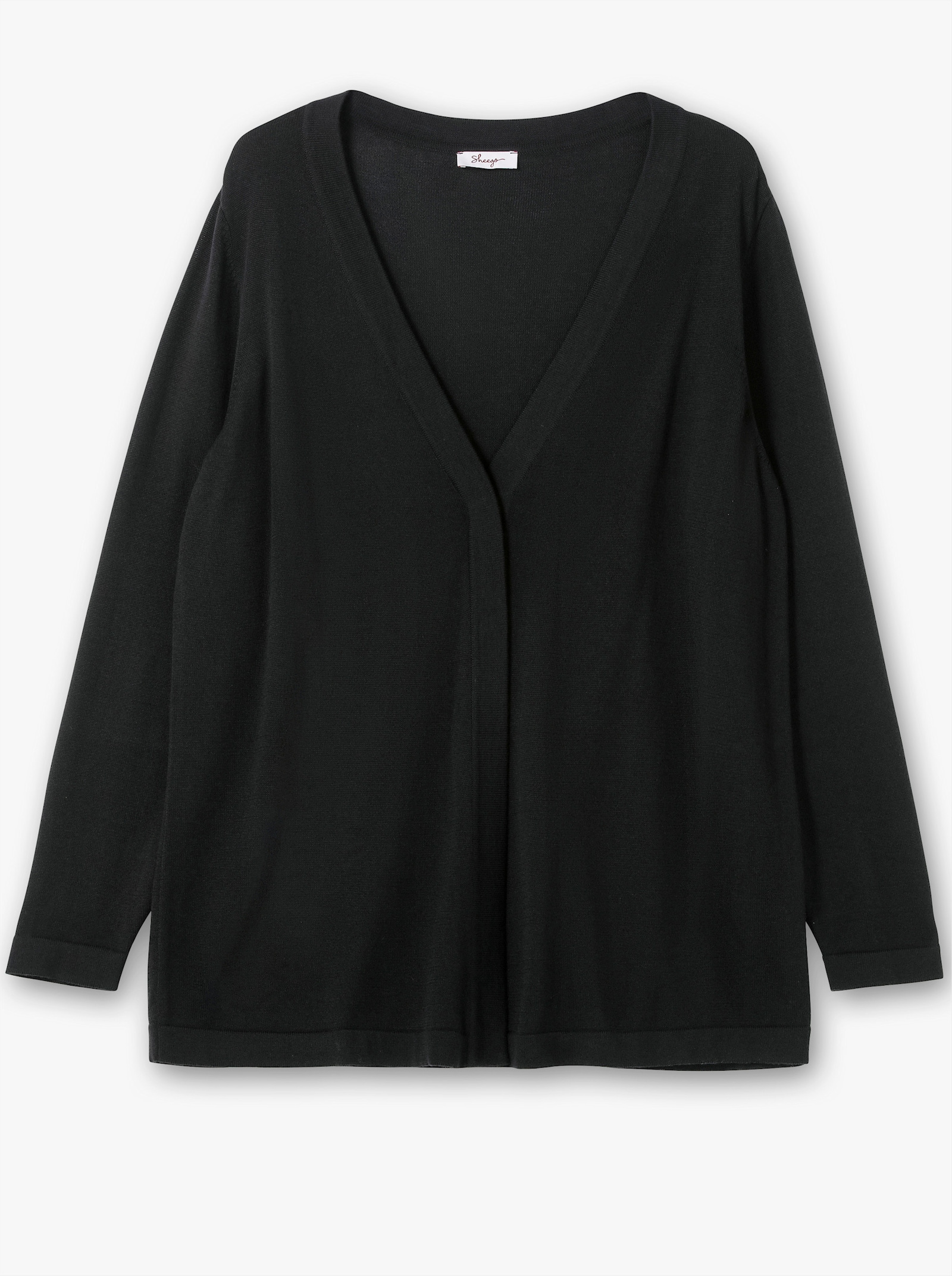 sheego Feinstrickjacke mit 1-Knopf-Verschluss - schwarz