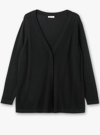 sheego Feinstrickjacke mit 1-Knopf-Verschluss - schwarz
