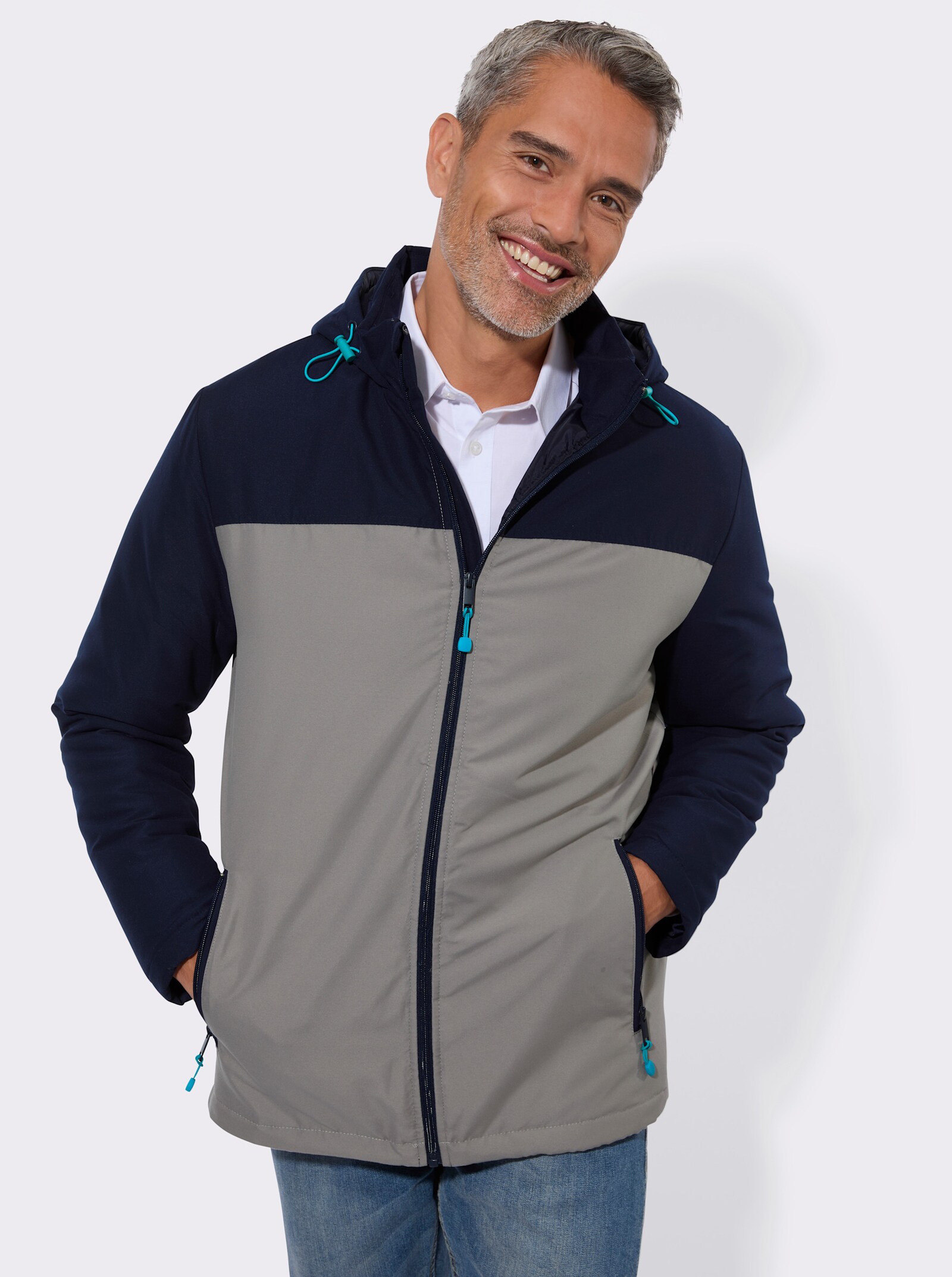 Outdoorjacke in atmungsaktiver Qualität - marine-grau