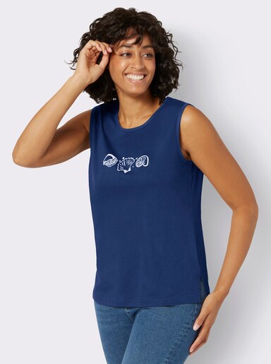 Shirttop mit Seitenschlitzen - royalblau